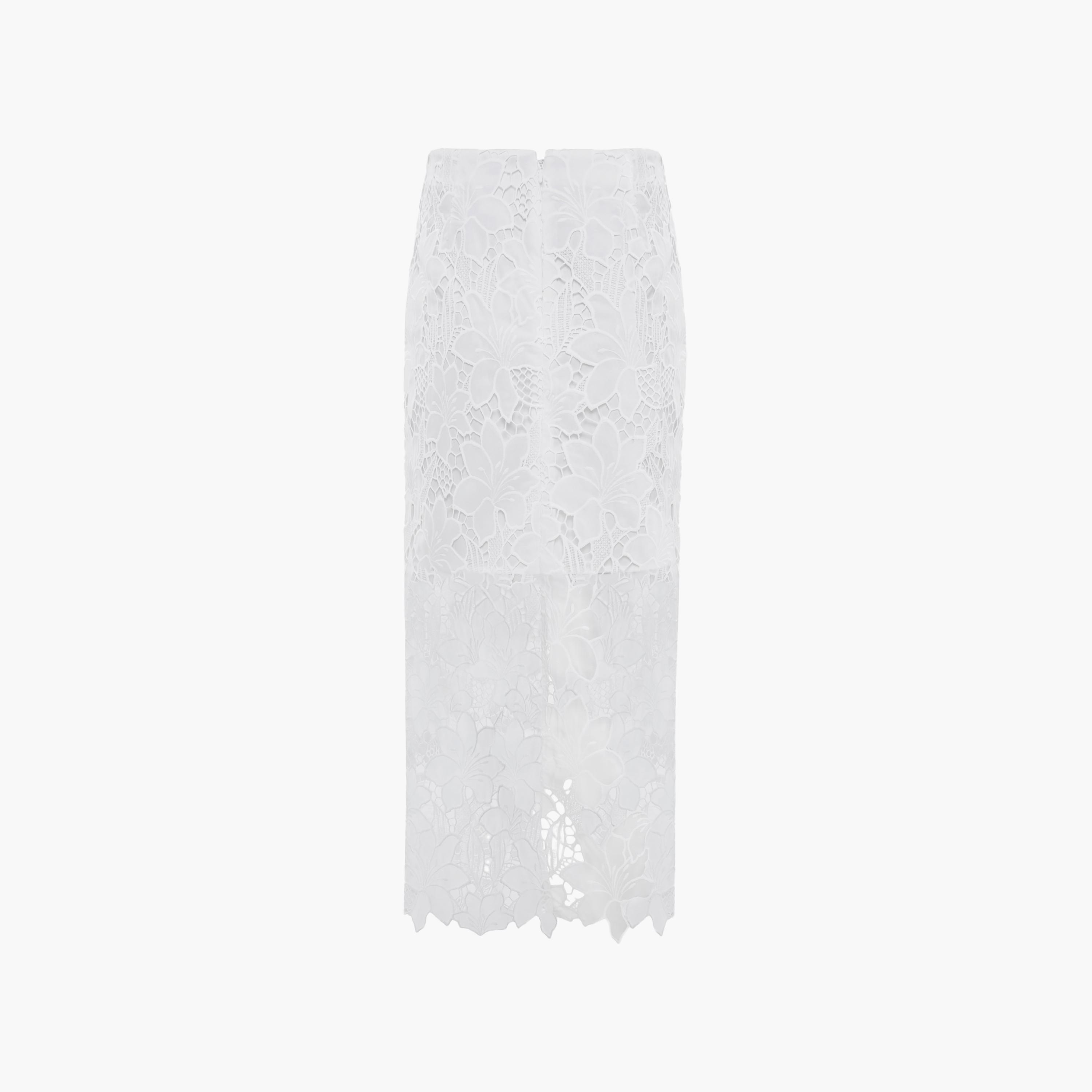 تنورة ميدي بينسل من الدانتيل بنقشة زهور باللون الأبيض من ليتشي-women-clothing-bottoms-skirts-image-6