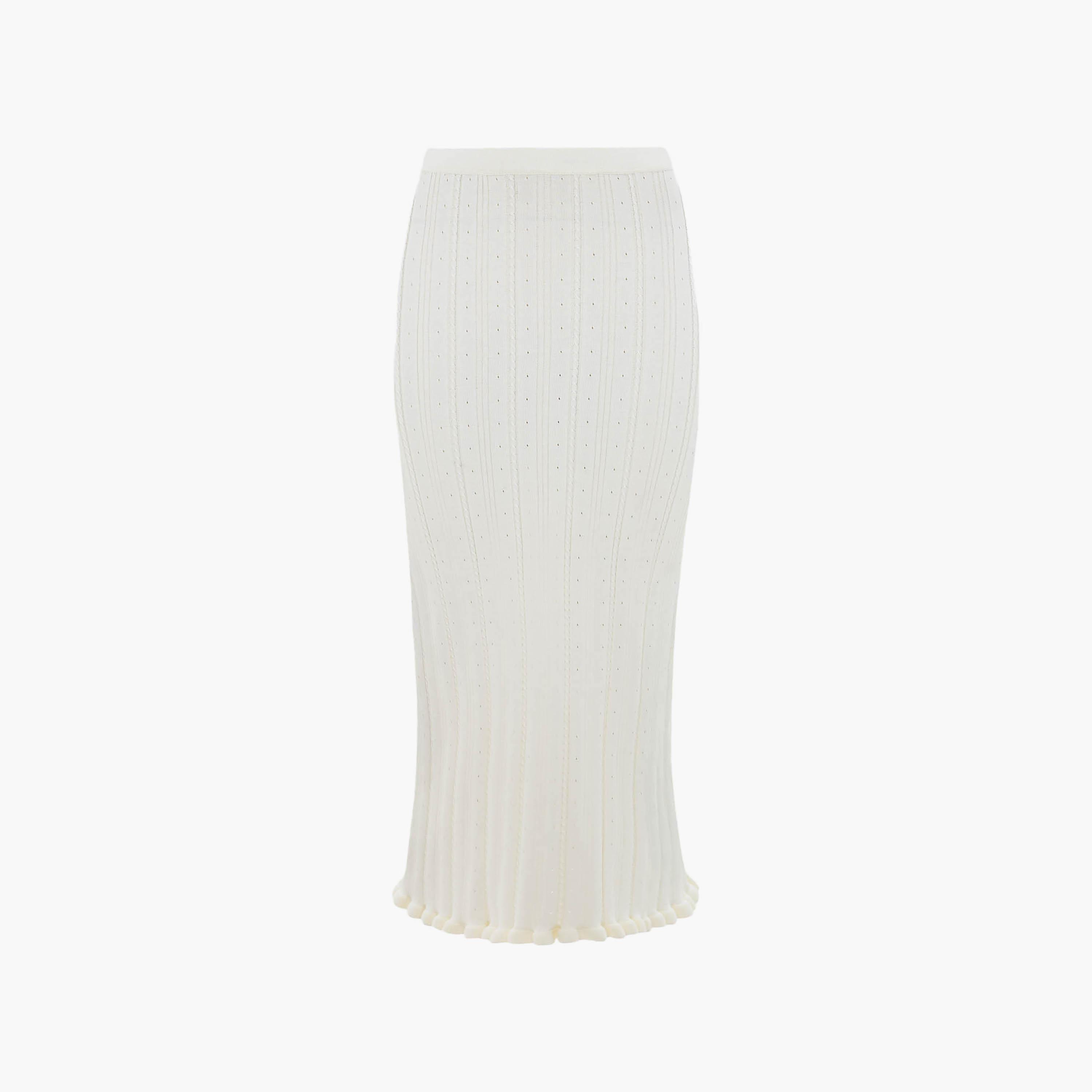 تنورة ميدي مستقيمة من الحياكة المفرغة باللون الكريمي من ليتشي-women-clothing-bottoms-skirts-image-5