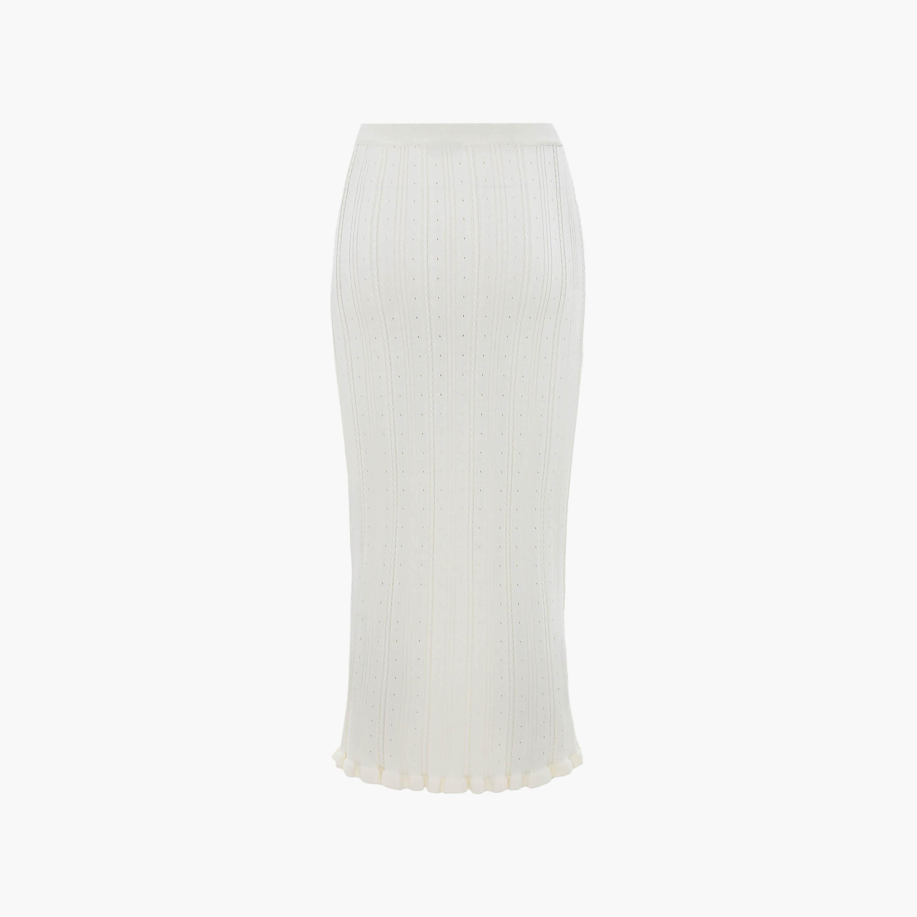 تنورة ميدي مستقيمة من الحياكة المفرغة باللون الكريمي من ليتشي-women-clothing-bottoms-skirts-image-6