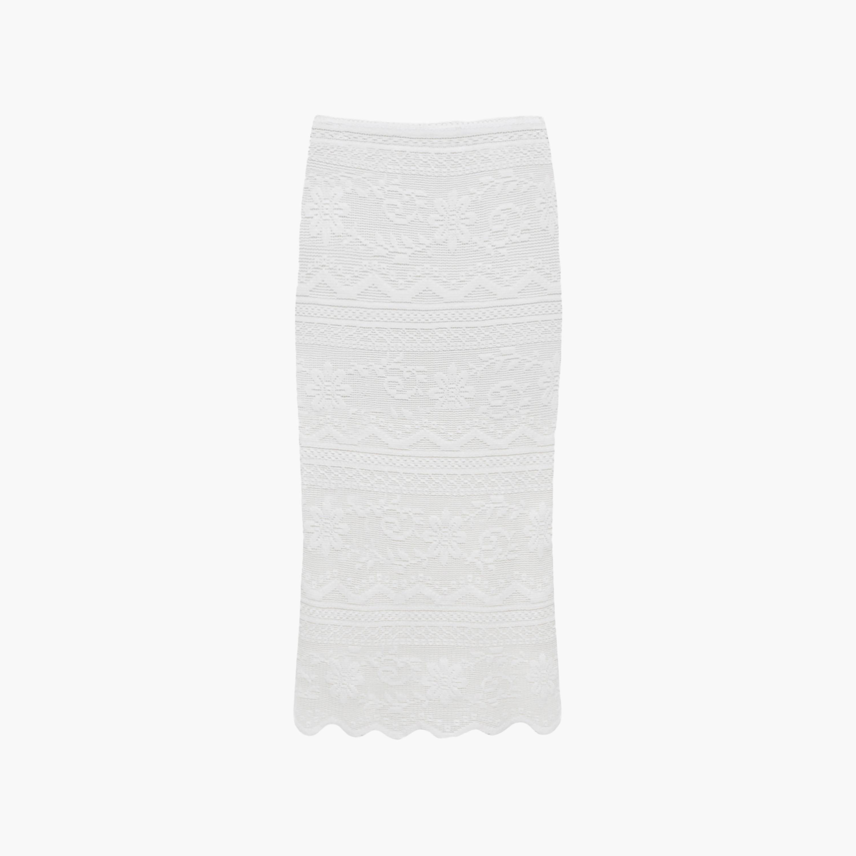 تنورة بطول الركبة بينسل من الدانتيل بنقشة زهور باللون الأبيض من ليتشي-women-clothing-bottoms-skirts-image-6
