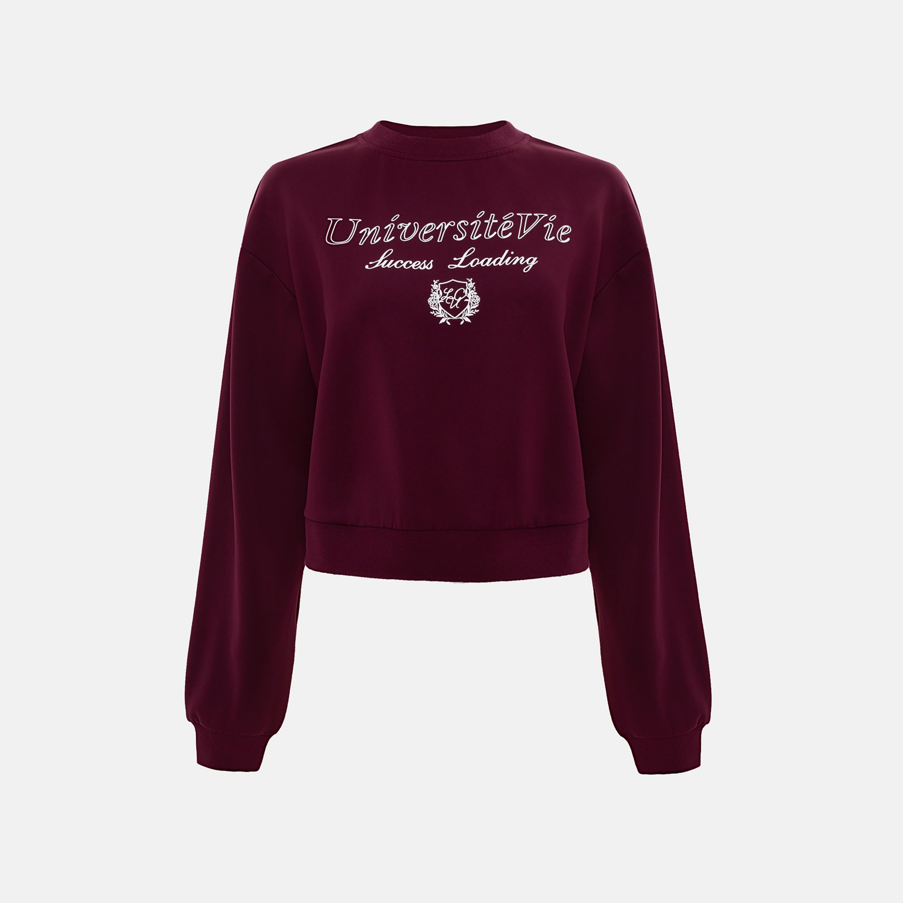 سويت شيرت حريمي بطبعة حروف وأكمام مسدلة باللون العنابي من ليتشي-women-clothing-hoodiesandsweatshirts-sweatshirts-image-6