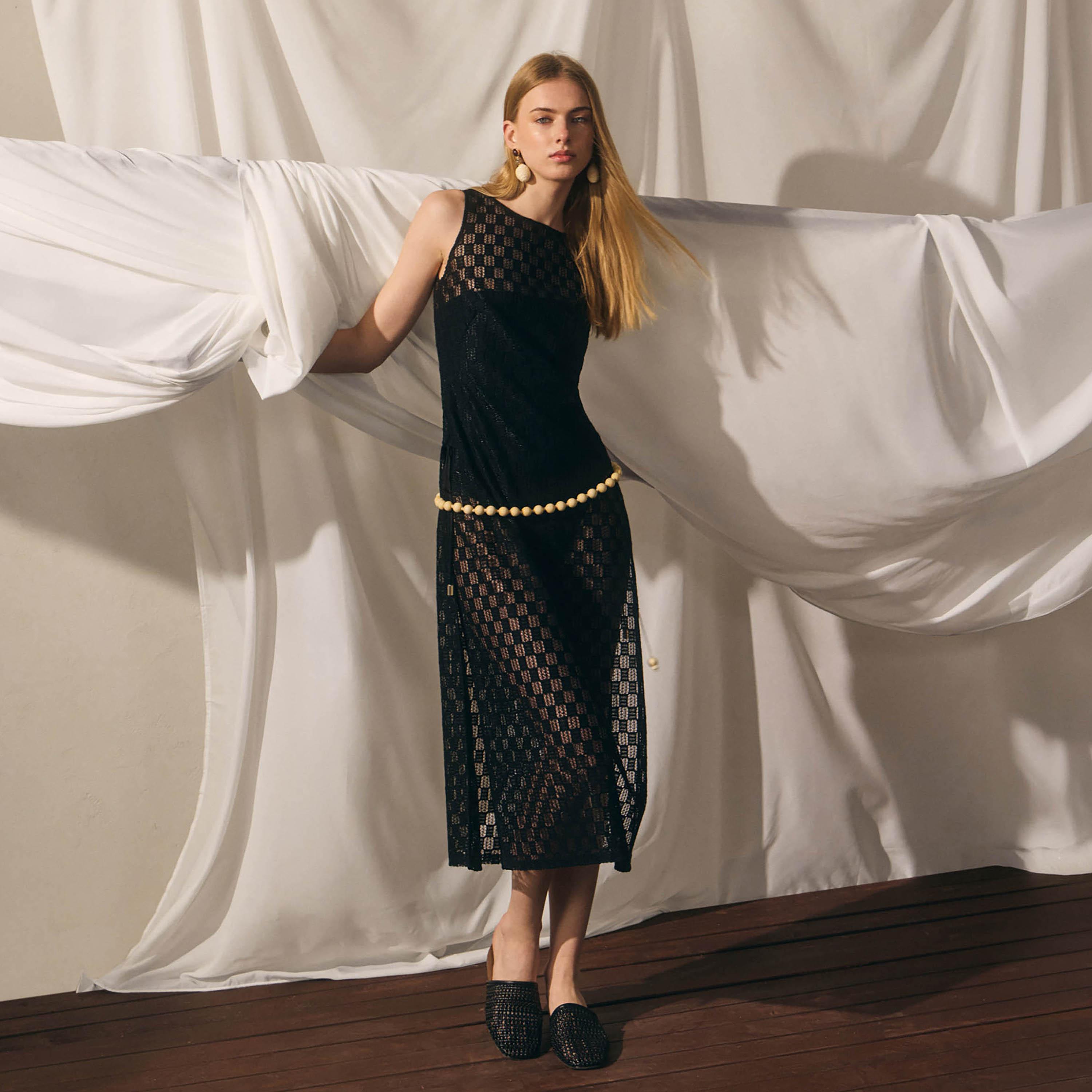 Lichi Geometric Openwork Sheath Women's Midi Dress-women-clothing-dresses-image-1