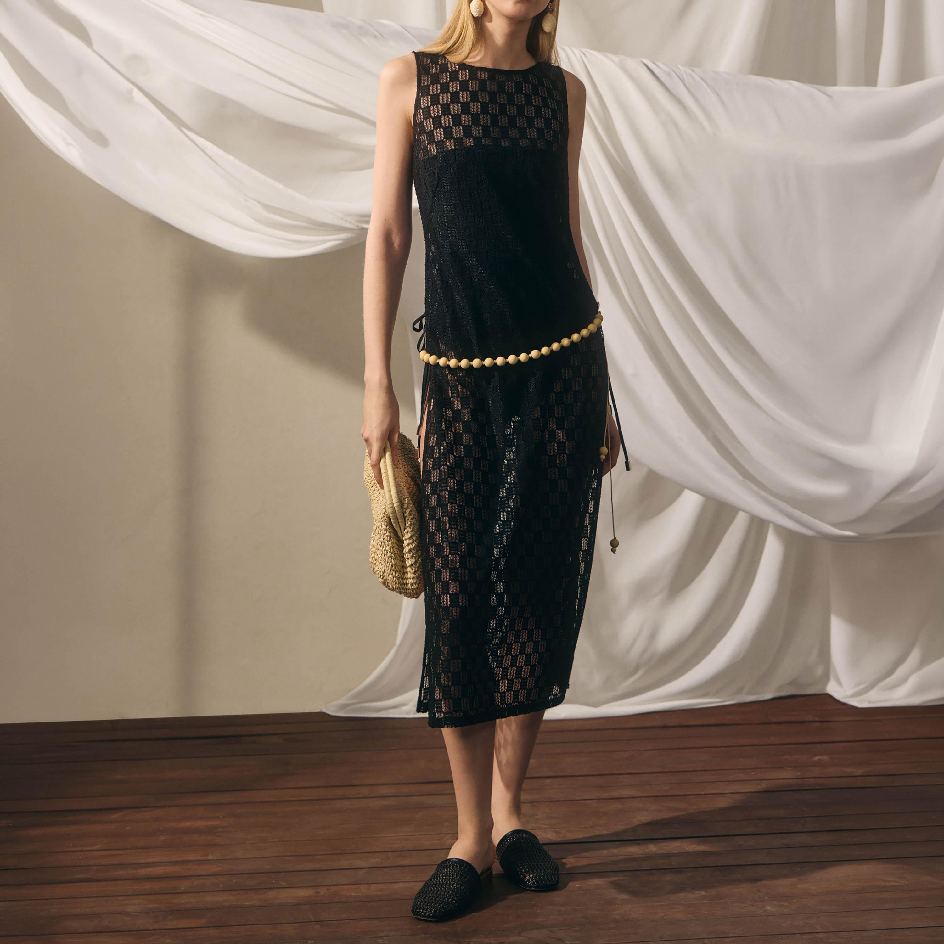 Lichi Geometric Openwork Sheath Women's Midi Dress-women-clothing-dresses-image-2