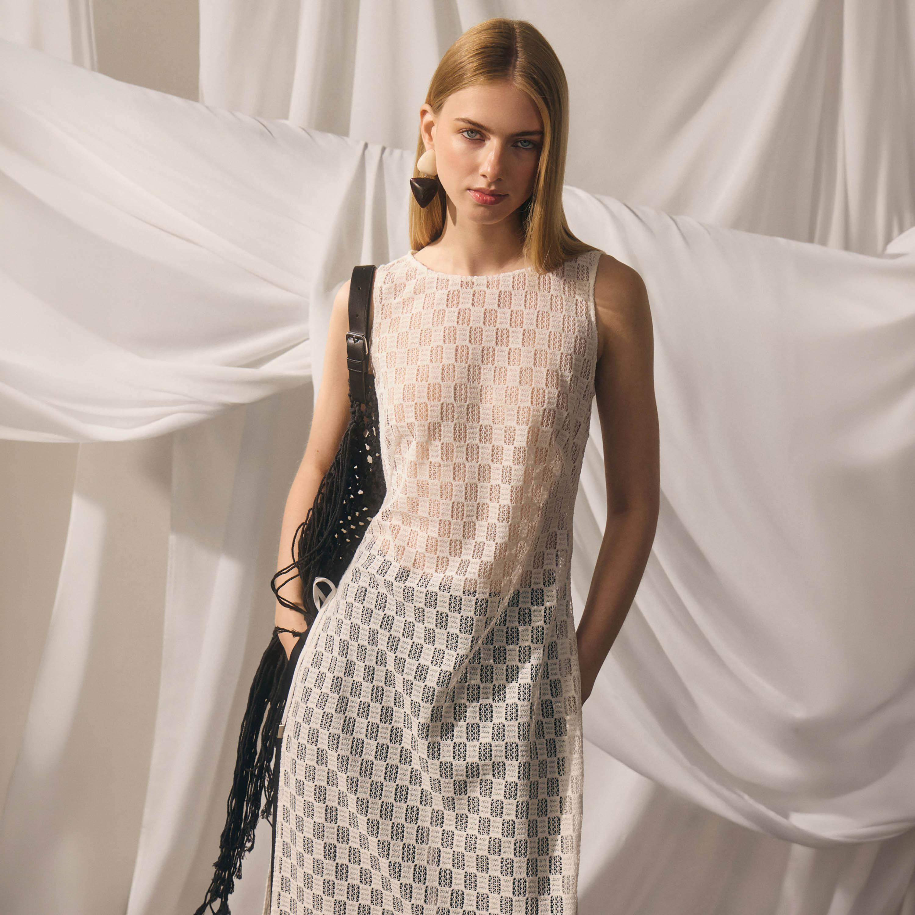 Lichi Geometric Openwork Sheath Women's Midi Dress-women-clothing-dresses-image-1