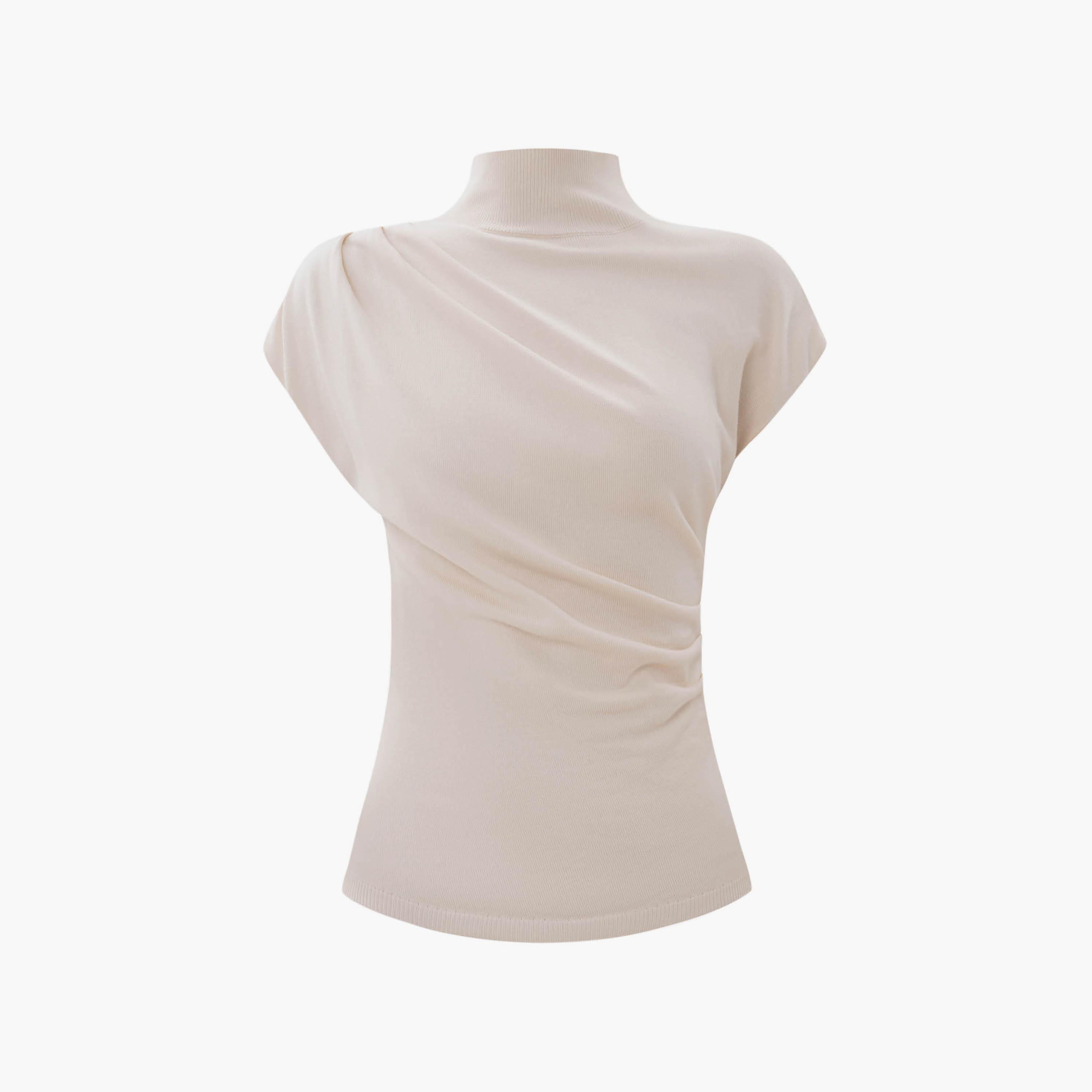 توب بياقة عالية وأكمام كاب للنساء من ليتشي-women-clothing-shirtsandblouses-blouses-image-5