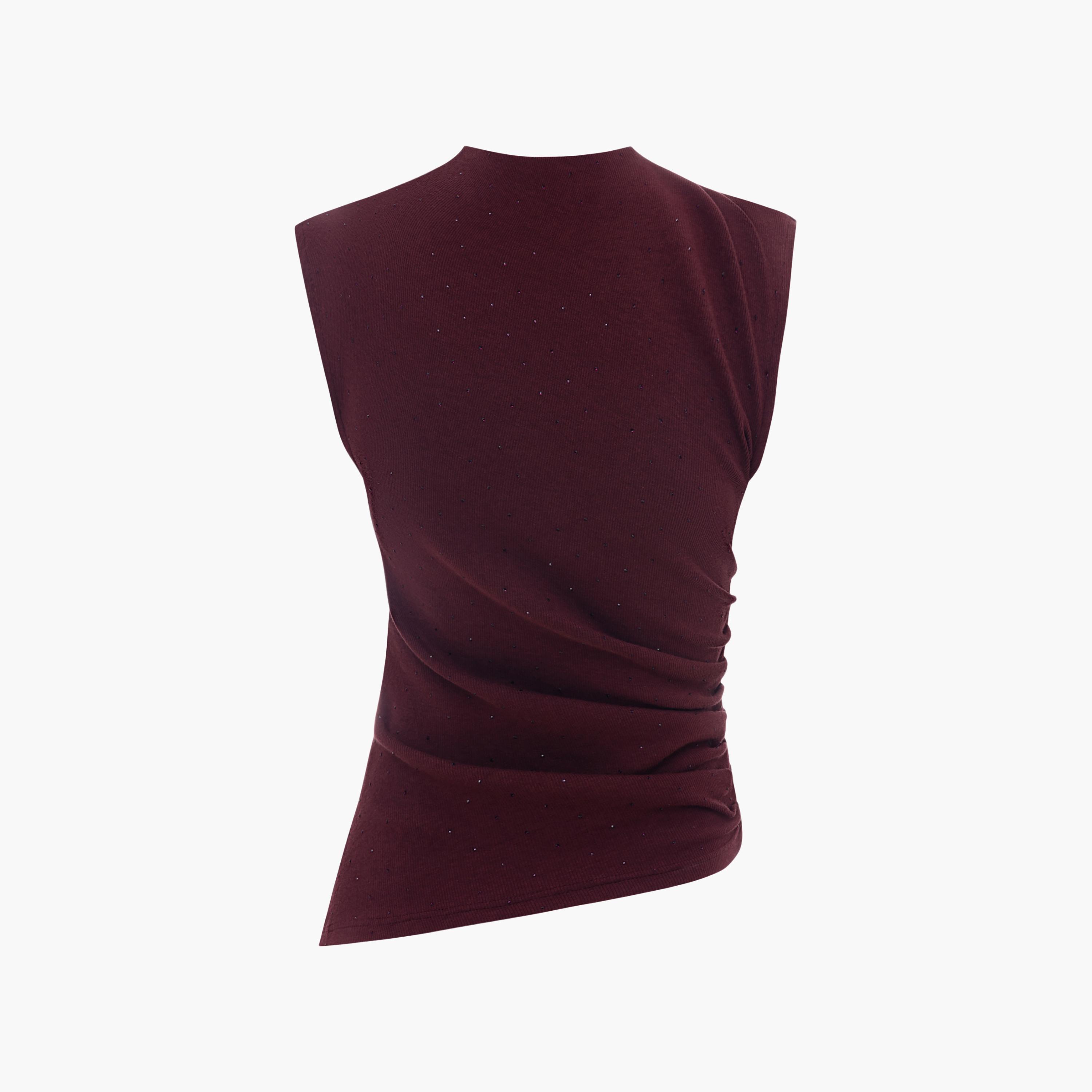 Lichi Maroon Hotfix Stoned Jersey Mock Neck Women's Top-women-clothing-shirtsandblouses-blouses-image-6