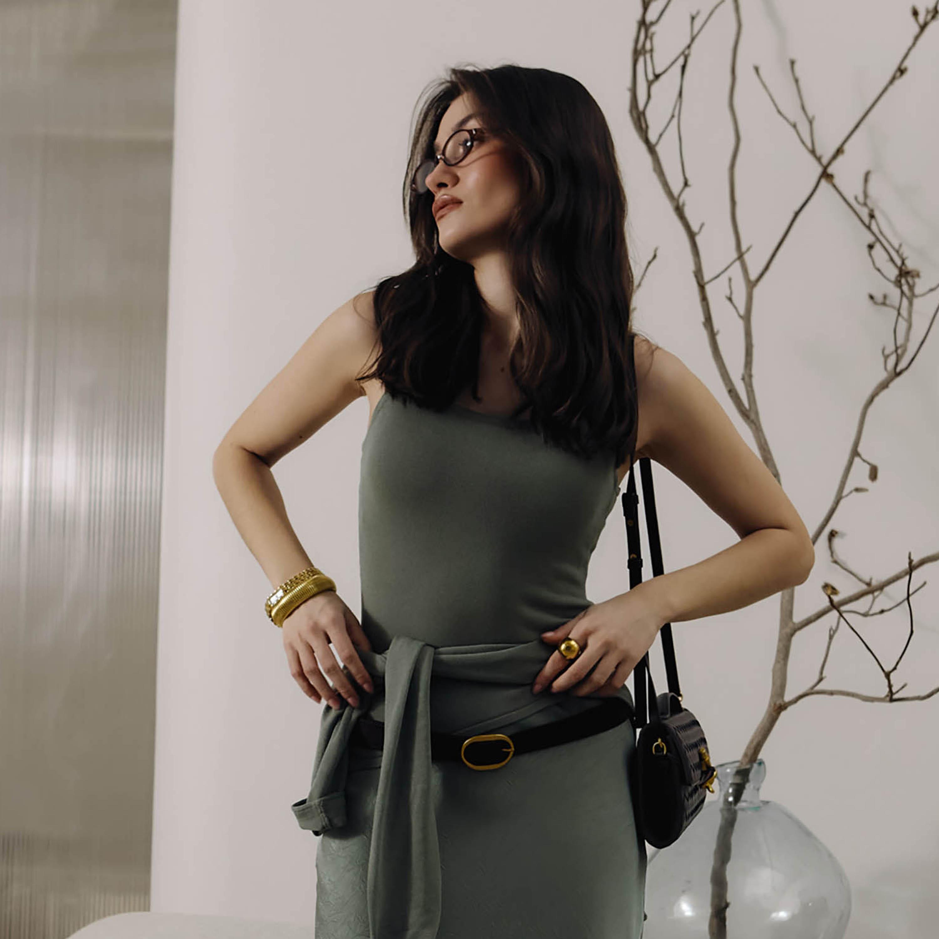 توب بدون أكمام (تانك توب) بفتحة رقبة مربعة أخضر للنساء من ليتشي-women-clothing-shirtsandblouses-blouses-image-1
