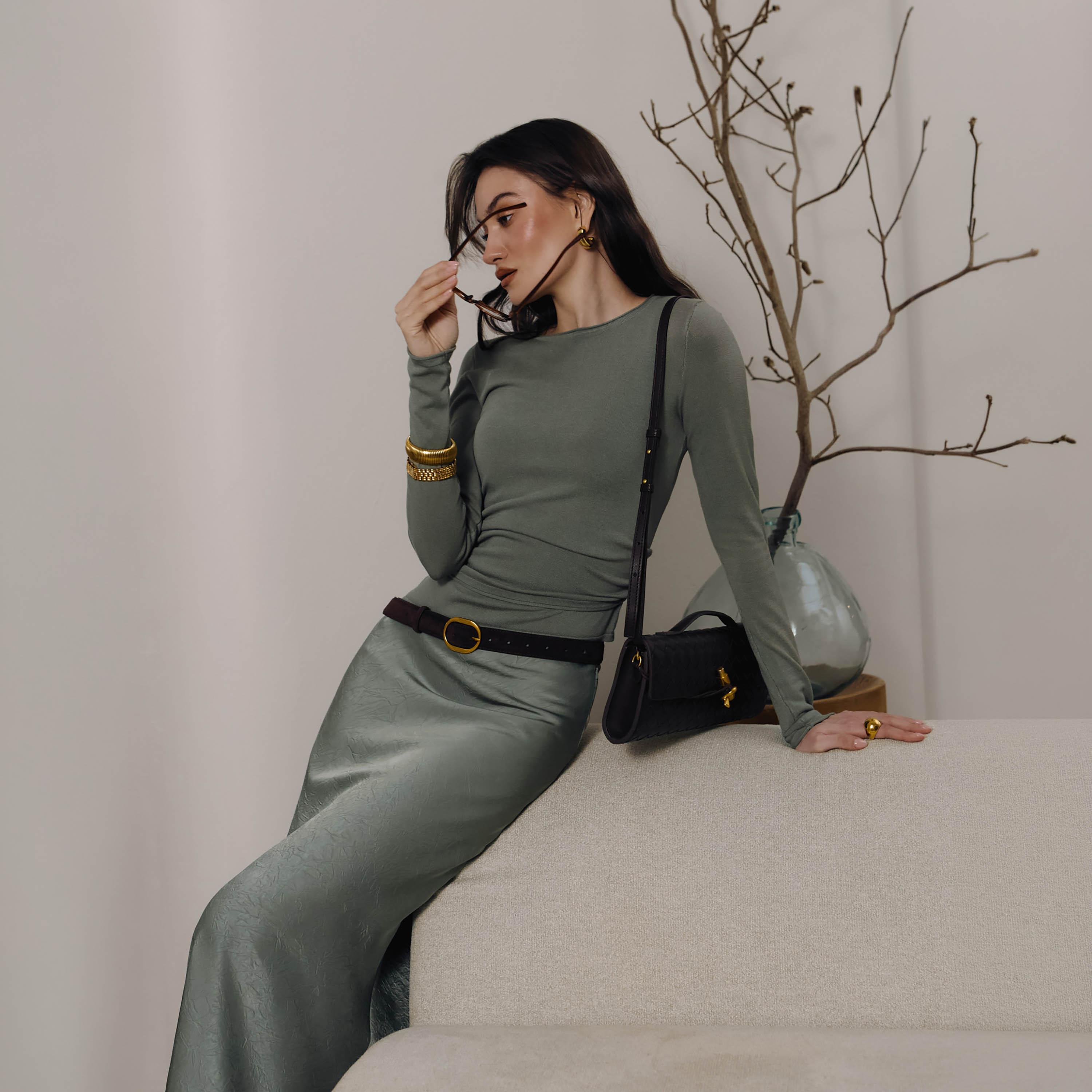 توب بدون أكمام (تانك توب) بفتحة رقبة مربعة أخضر للنساء من ليتشي-women-clothing-shirtsandblouses-blouses-image-3