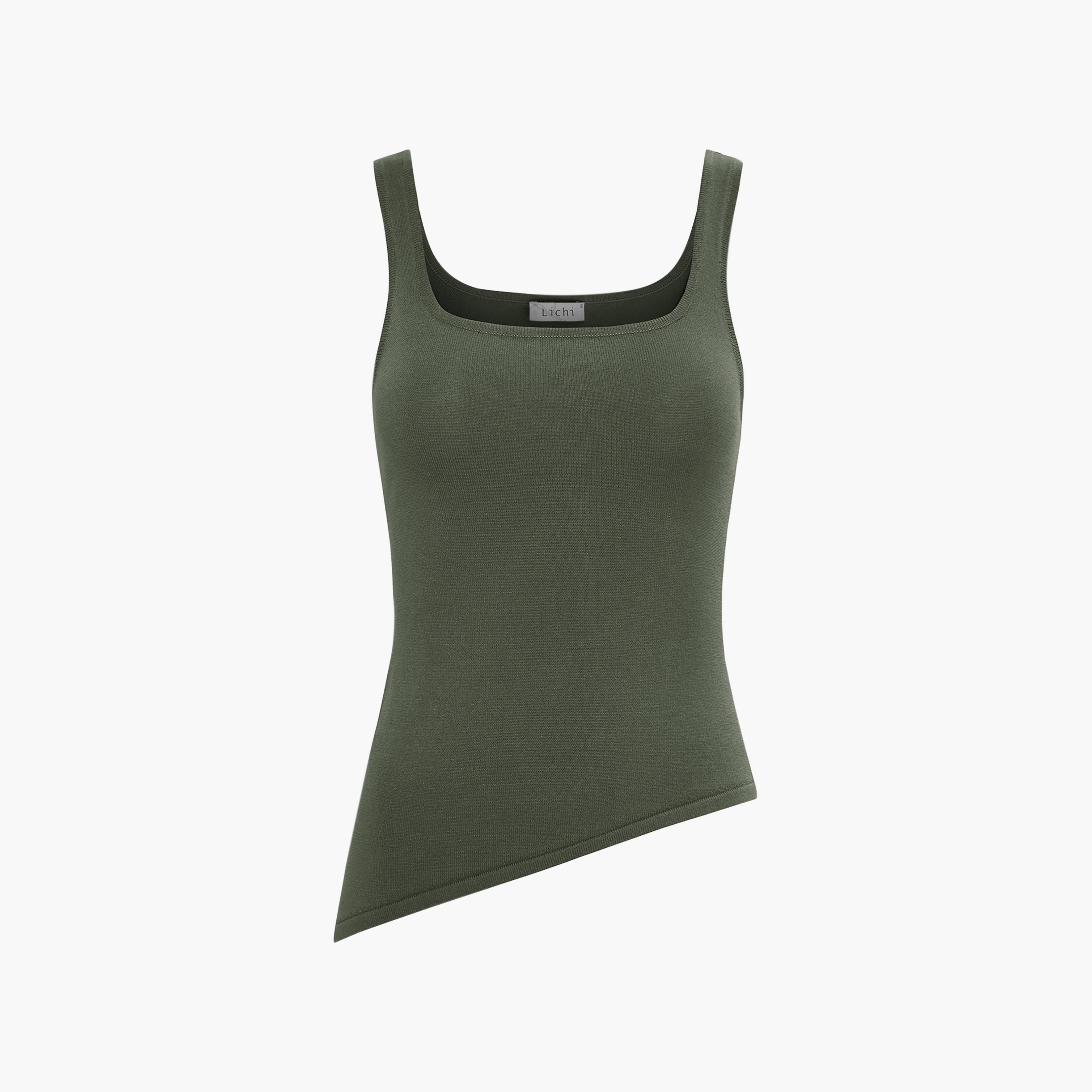 توب بدون أكمام (تانك توب) بفتحة رقبة مربعة أخضر للنساء من ليتشي-women-clothing-shirtsandblouses-blouses-image-5