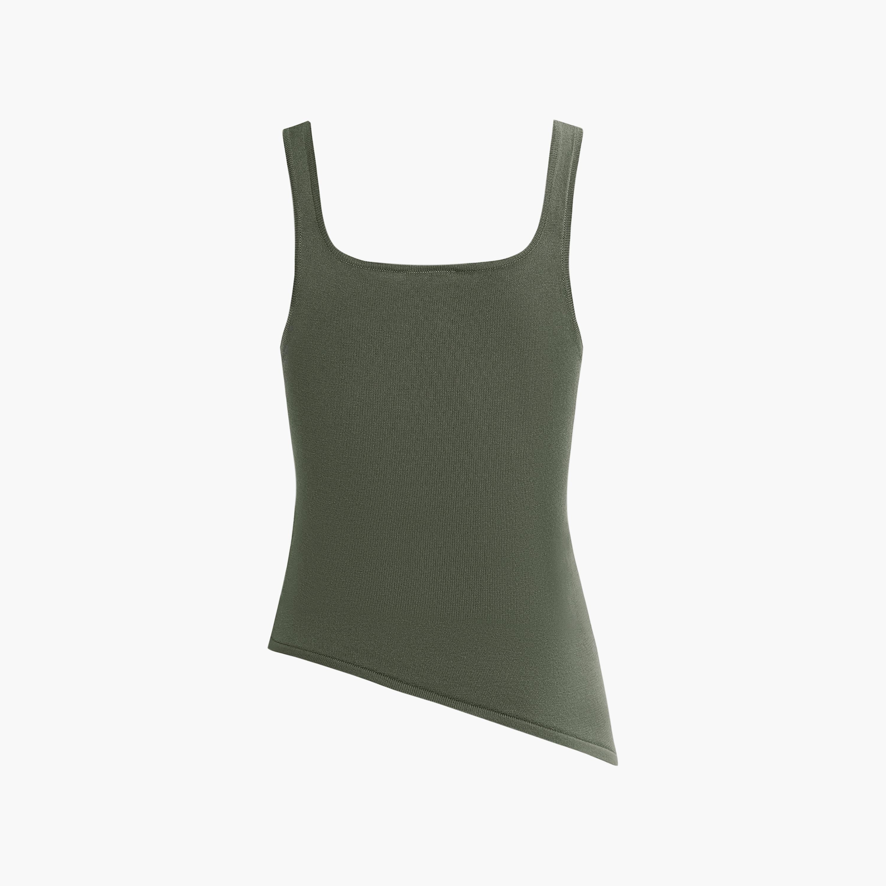 توب بدون أكمام (تانك توب) بفتحة رقبة مربعة أخضر للنساء من ليتشي-women-clothing-shirtsandblouses-blouses-image-6