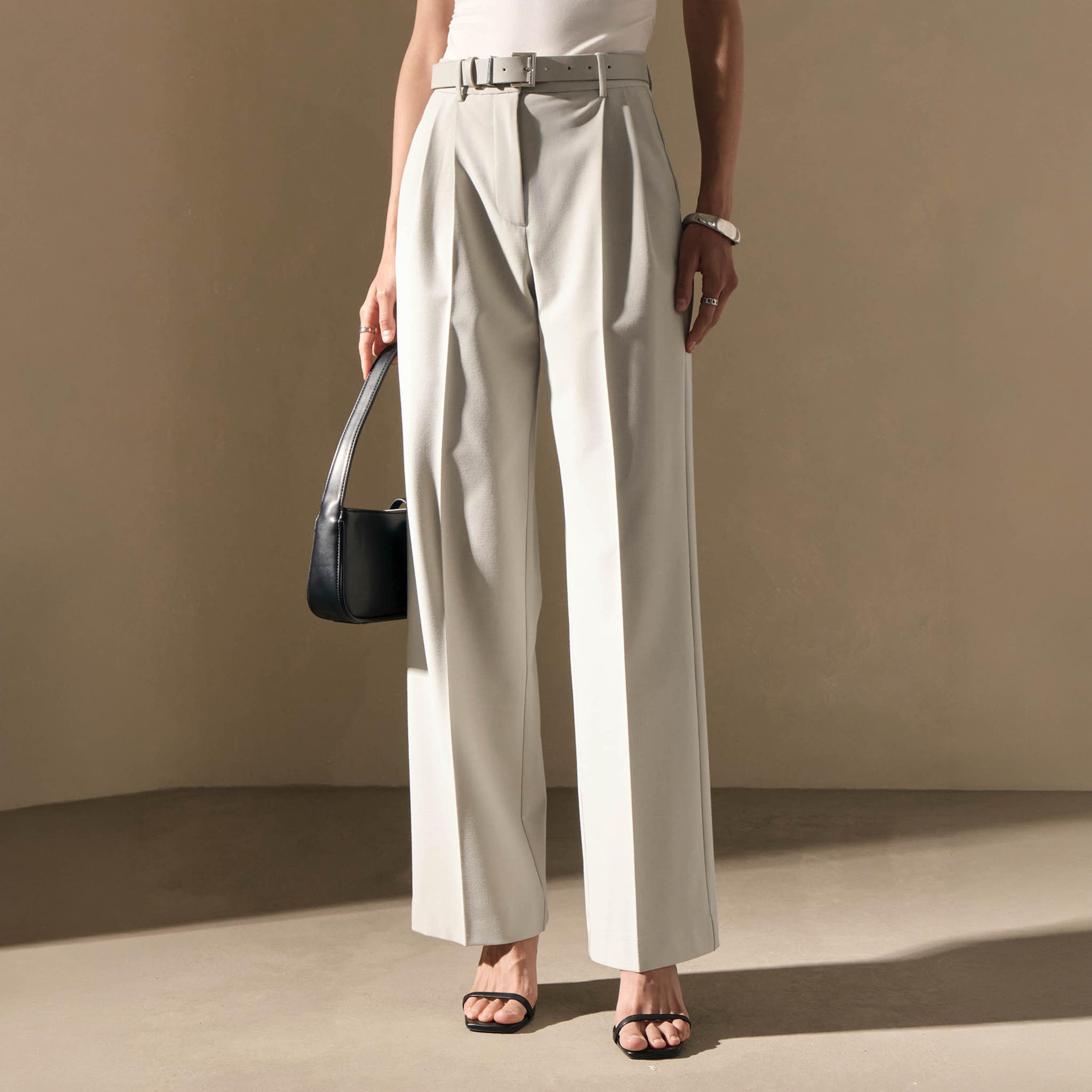نطلون مستقيم أبيض للنساء من ليتشي-women-clothing-bottoms-trousers-image-1