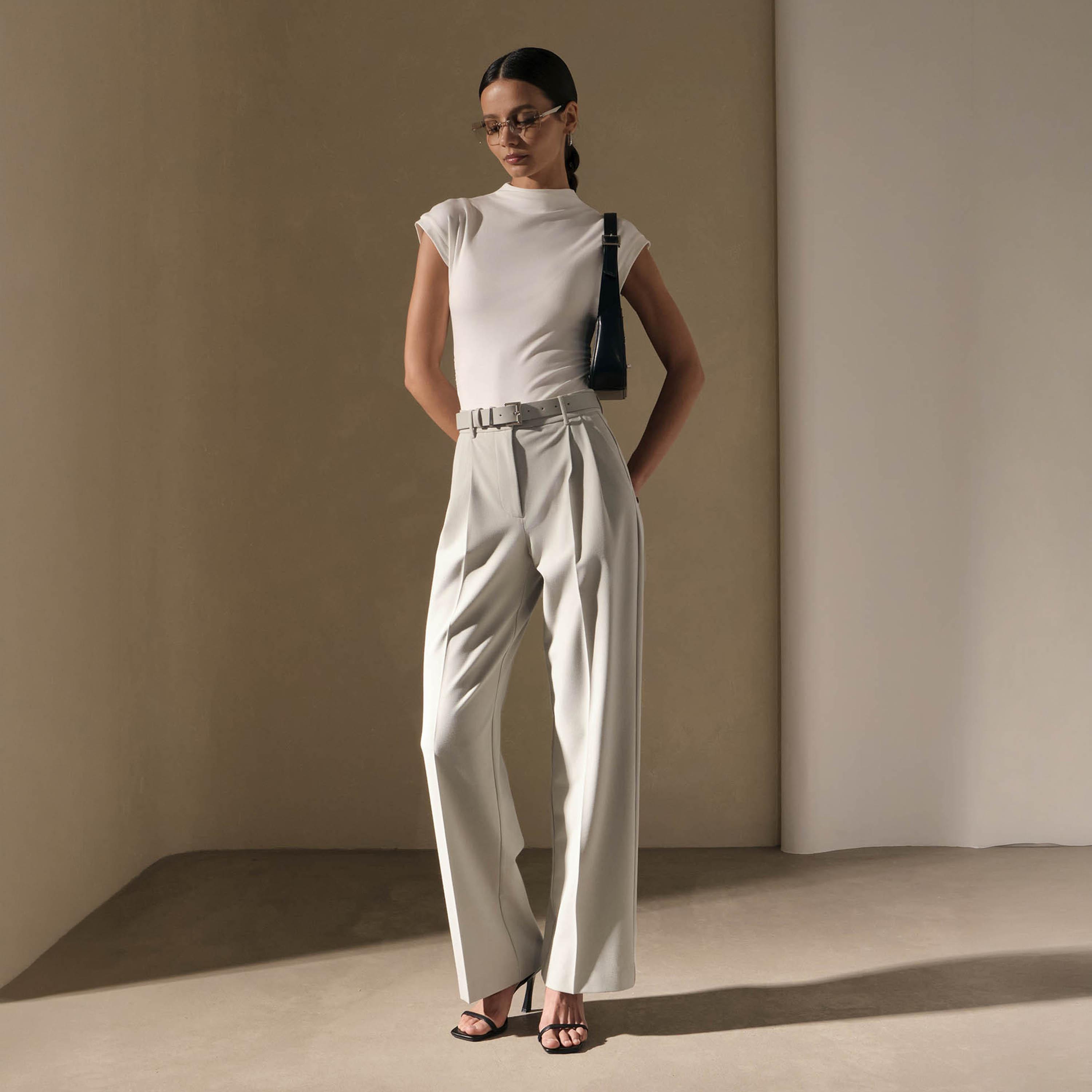 نطلون مستقيم أبيض للنساء من ليتشي-women-clothing-bottoms-trousers-image-2