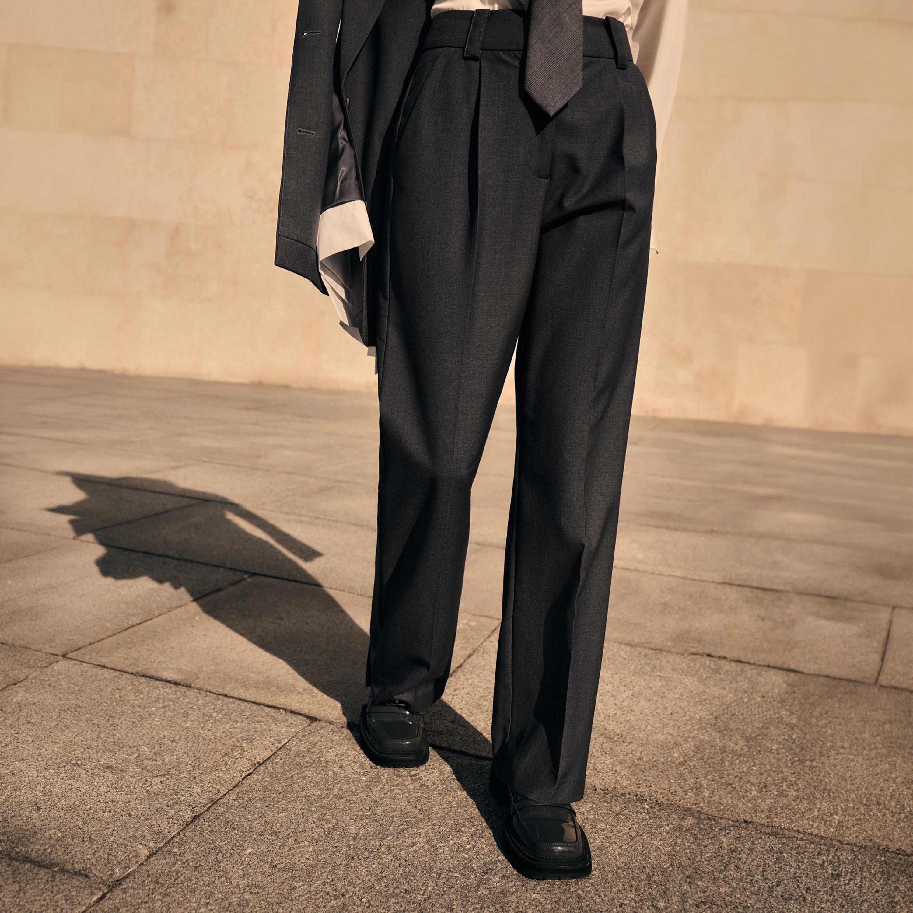 بنطلون مستقيم تشاركول للنساء من ليتشي-women-clothing-bottoms-trousers-image-1