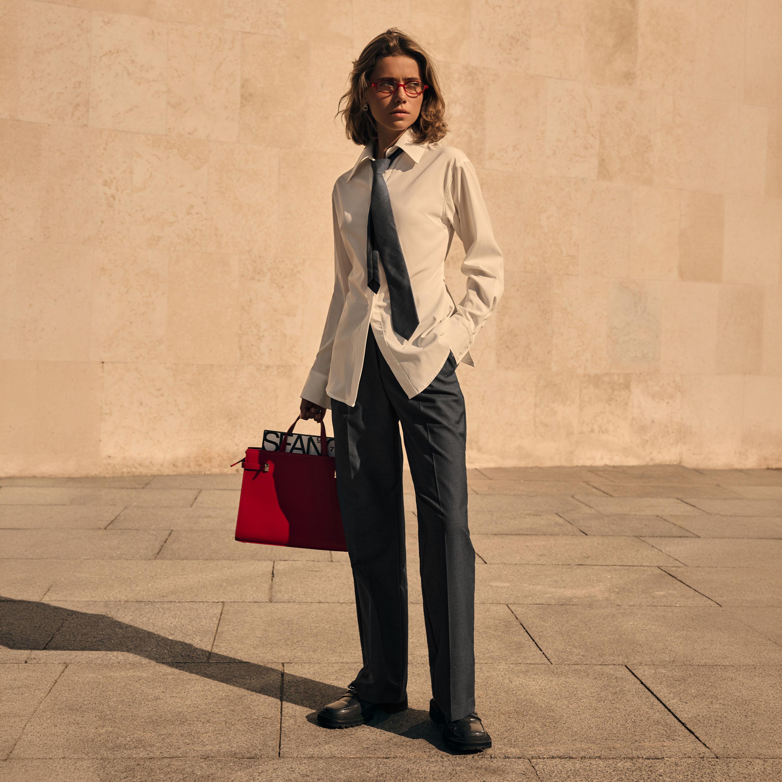 بنطلون مستقيم تشاركول للنساء من ليتشي-women-clothing-bottoms-trousers-image-2