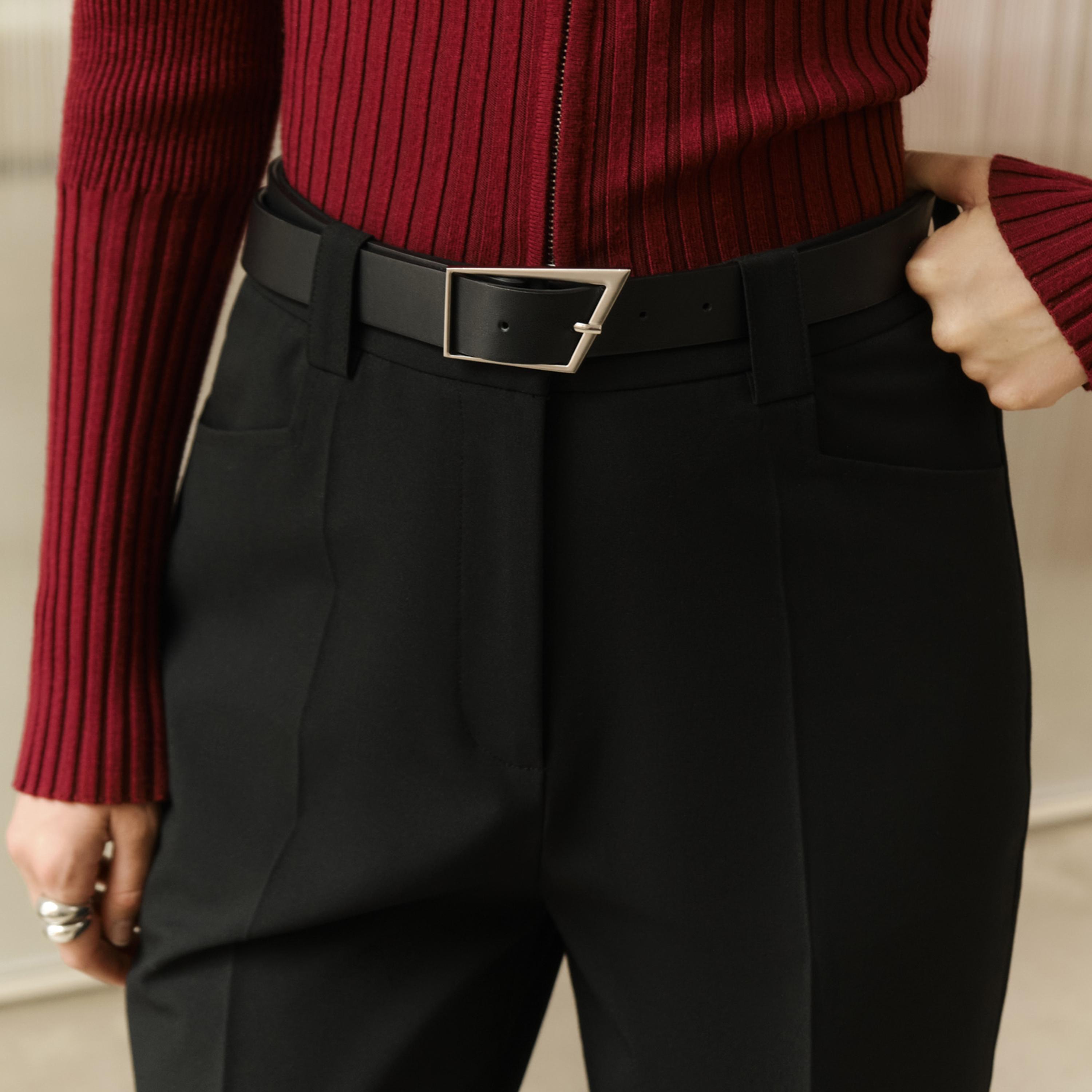 بنطلون مستقيم أسود للنساء من ليتشي-women-clothing-bottoms-trousers-image-4