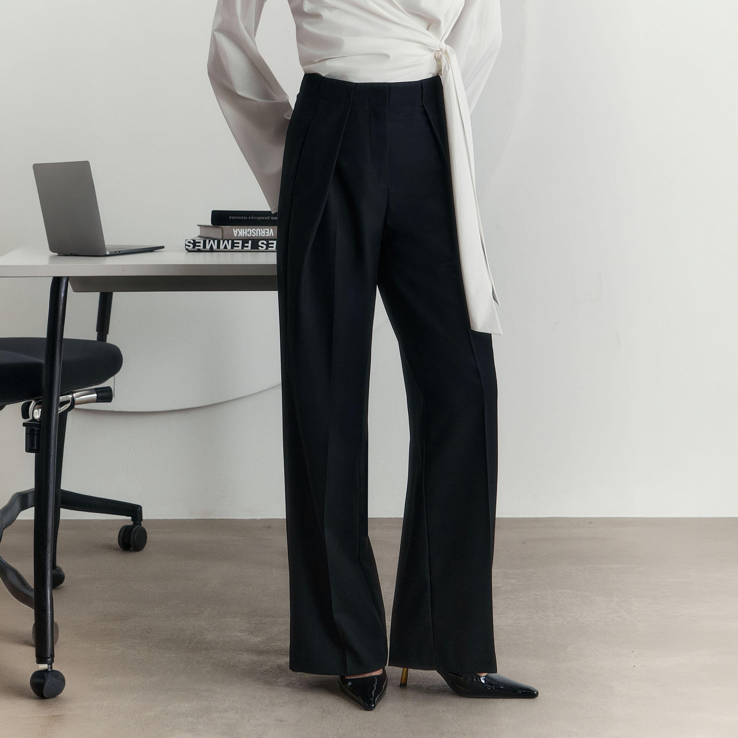 بنطلون واسع (فلير) أسود للنساء من ليتشي-women-clothing-bottoms-trousers-image-1