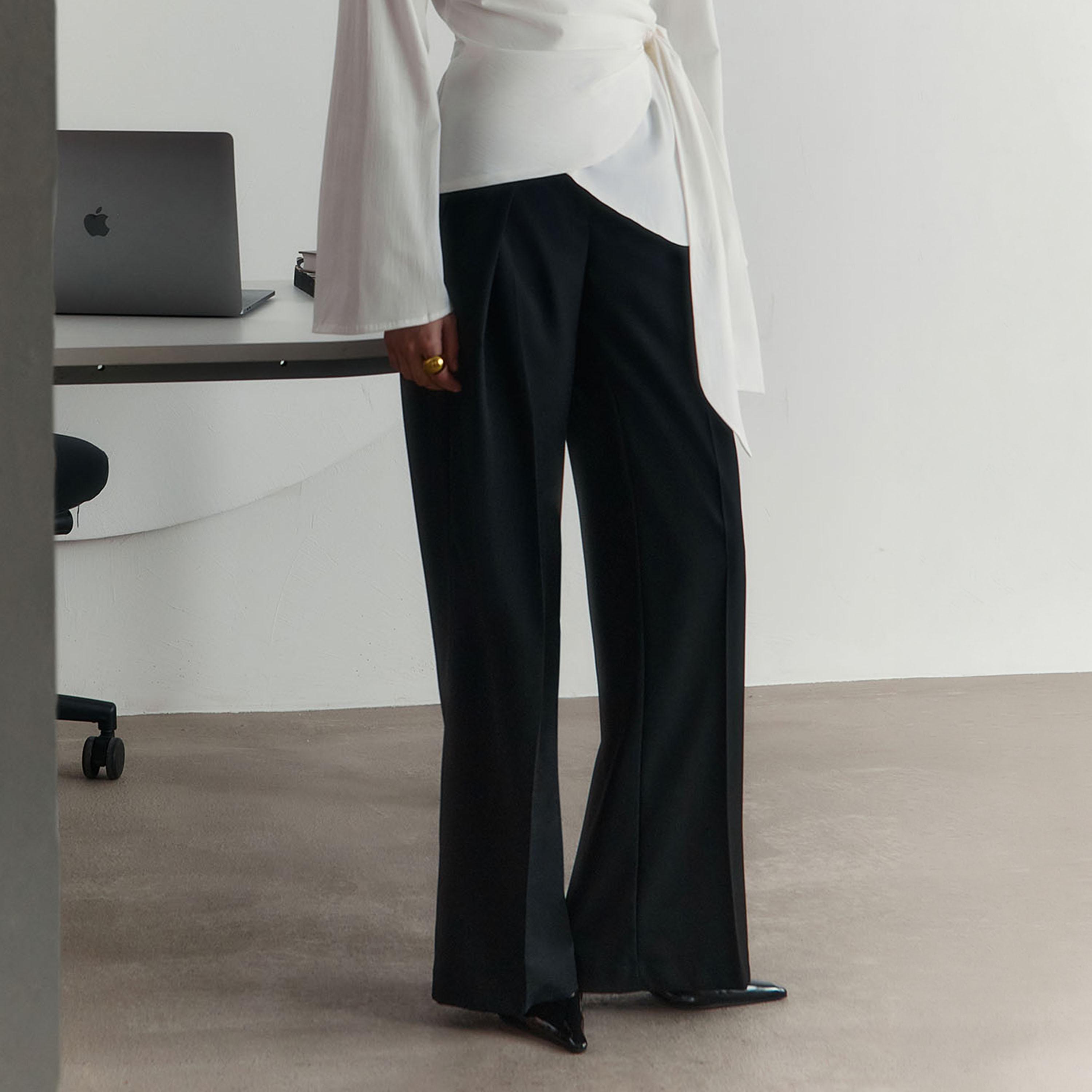 بنطلون واسع (فلير) أسود للنساء من ليتشي-women-clothing-bottoms-trousers-image-4