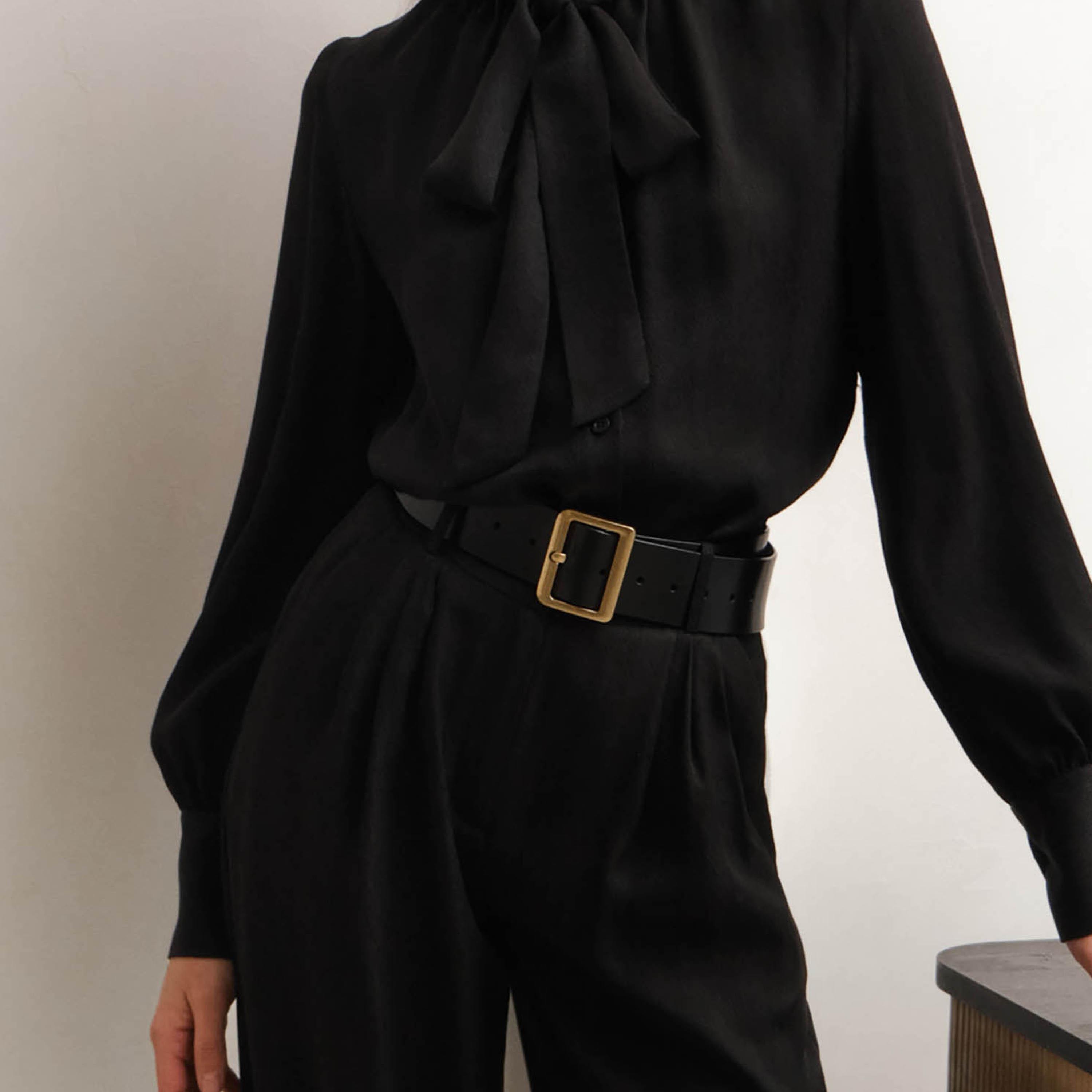 بنطال نسائي بقصة أرجل واسعة باللون الأسود من ليتشي-women-clothing-bottoms-trousers-image-4