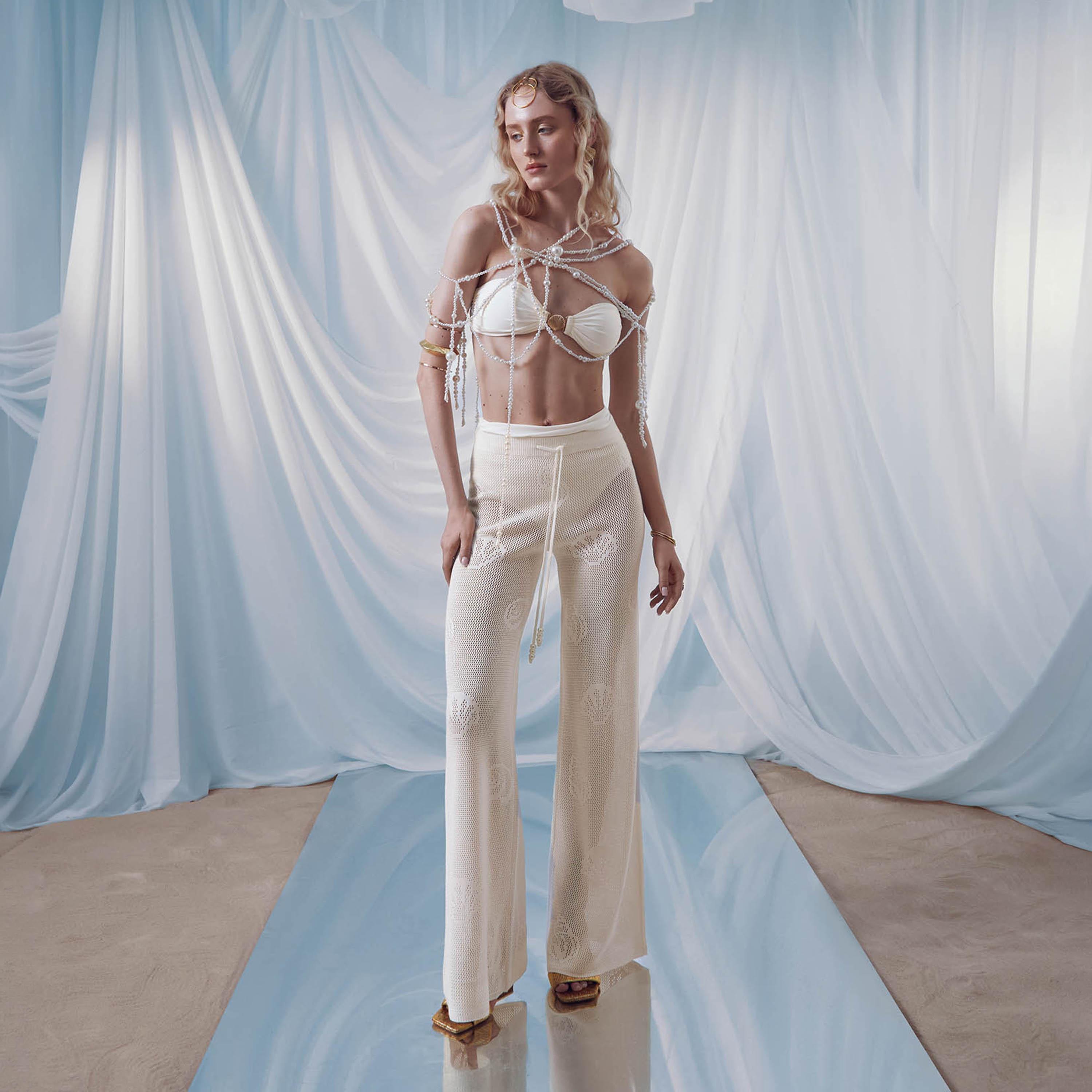بنطلون واسع (فلير) أبيض للنساء من ليتشي-women-clothing-bottoms-trousers-image-2