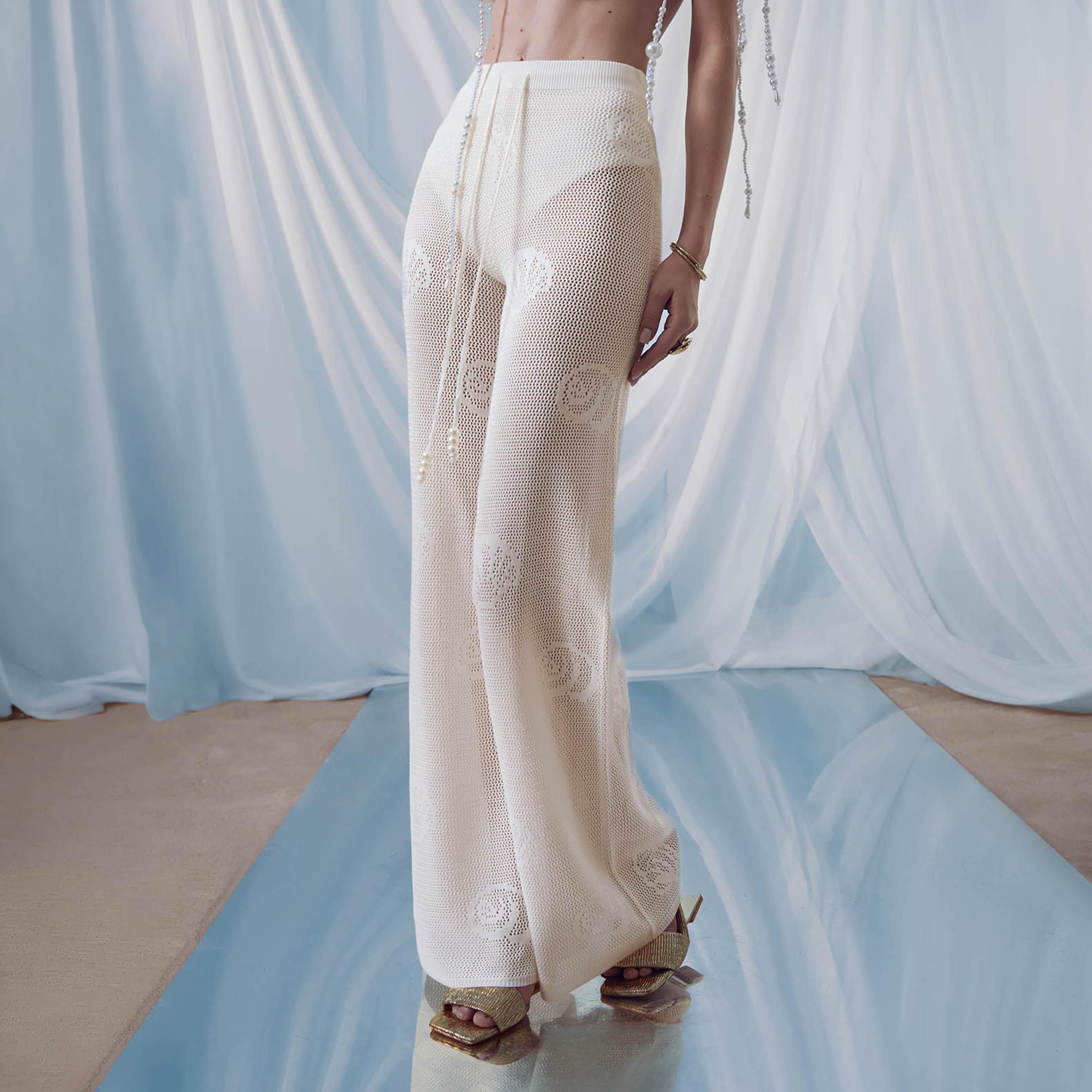 بنطلون واسع (فلير) أبيض للنساء من ليتشي-women-clothing-bottoms-trousers-image-3