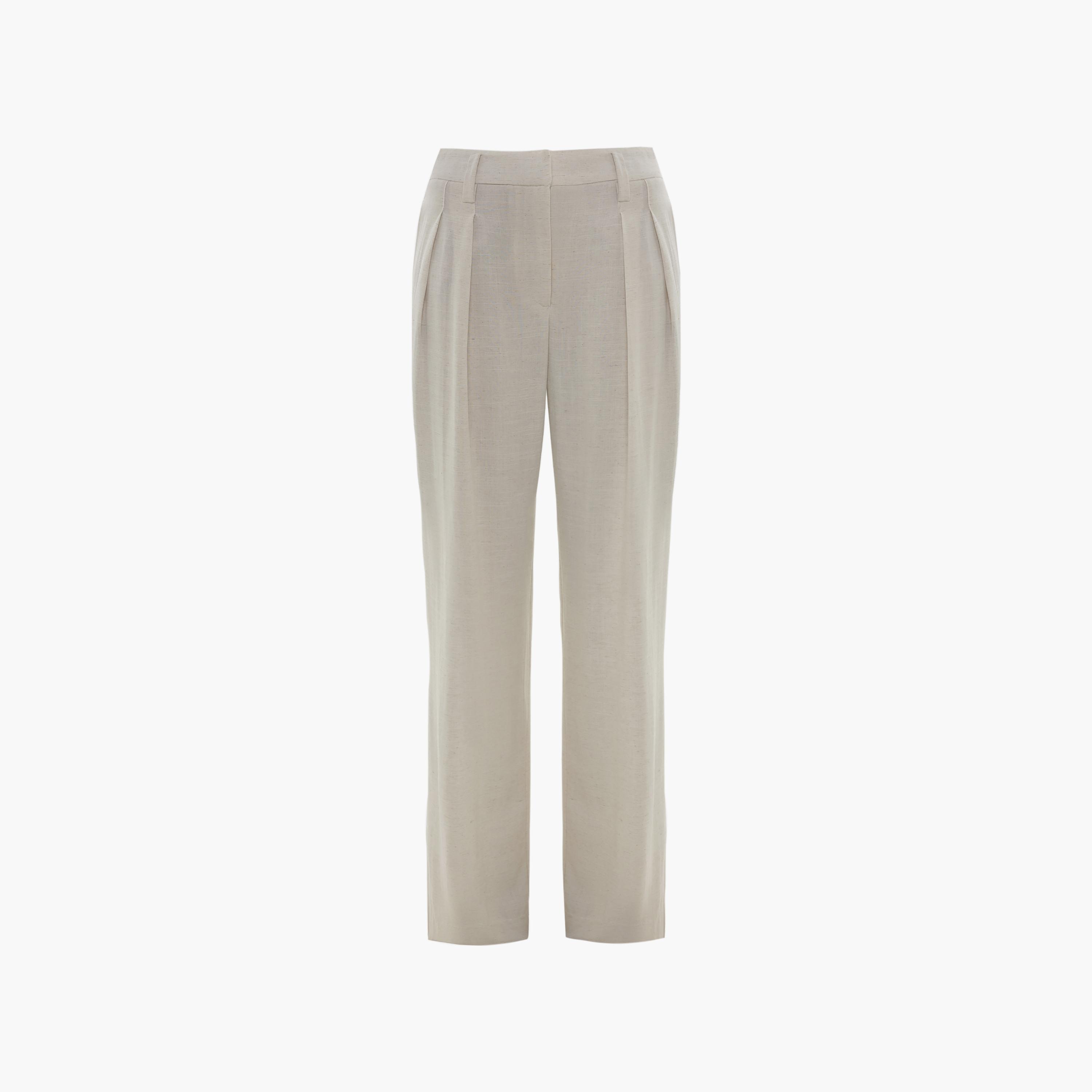 بنطلون كتان مستقيم كريمي للنساء من ليتشي-women-clothing-bottoms-trousers-image-5