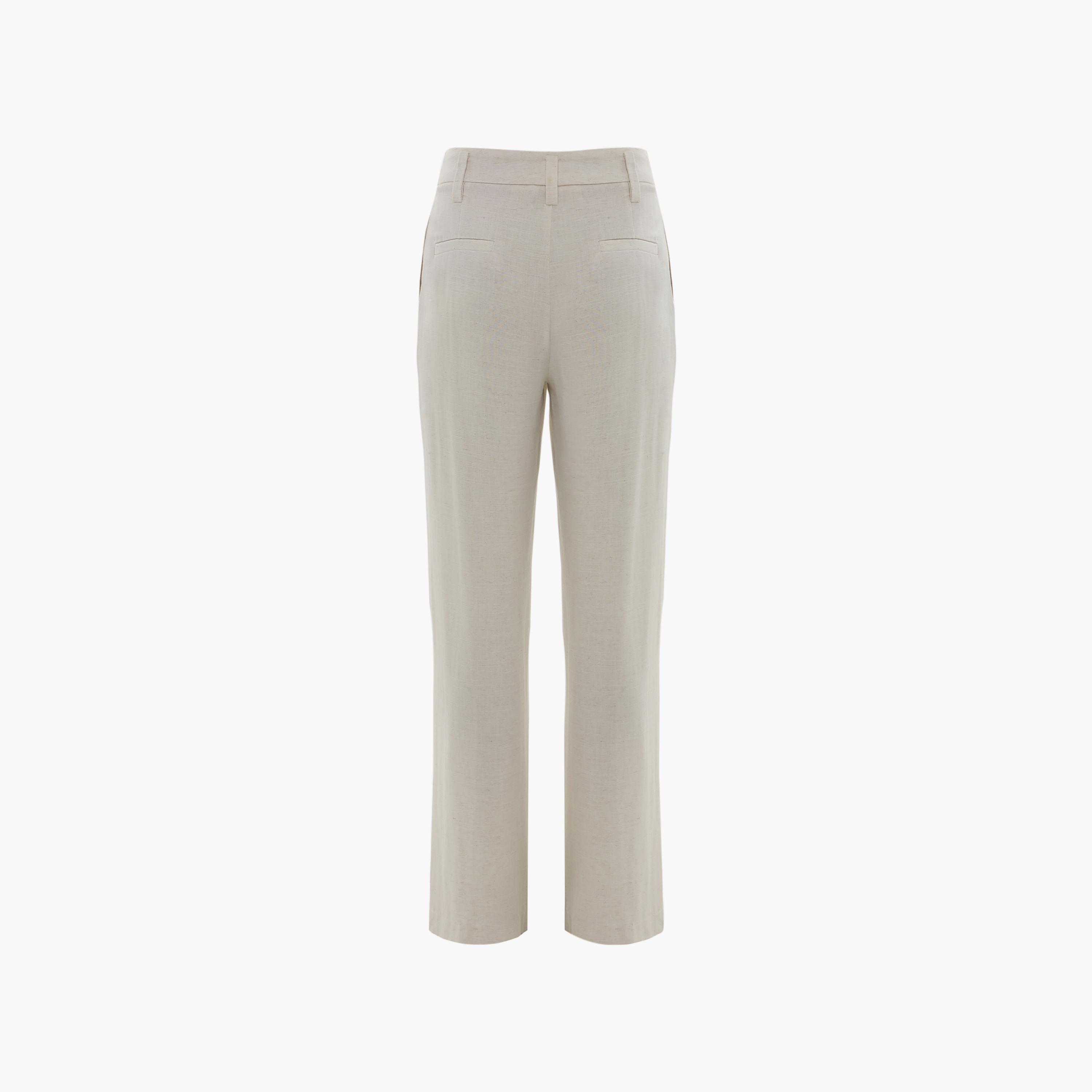 بنطلون كتان مستقيم كريمي للنساء من ليتشي-women-clothing-bottoms-trousers-image-6