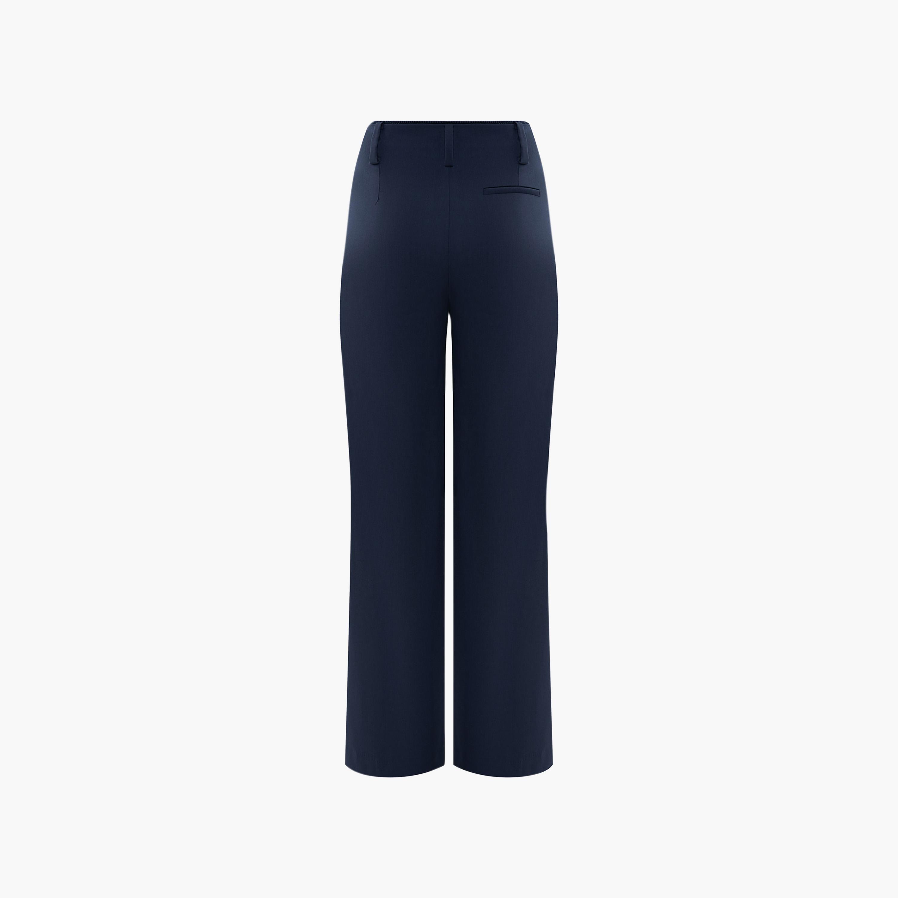 بنطلون مستقيم أزرق داكن للنساء من ليتشي-women-clothing-bottoms-trousers-image-5