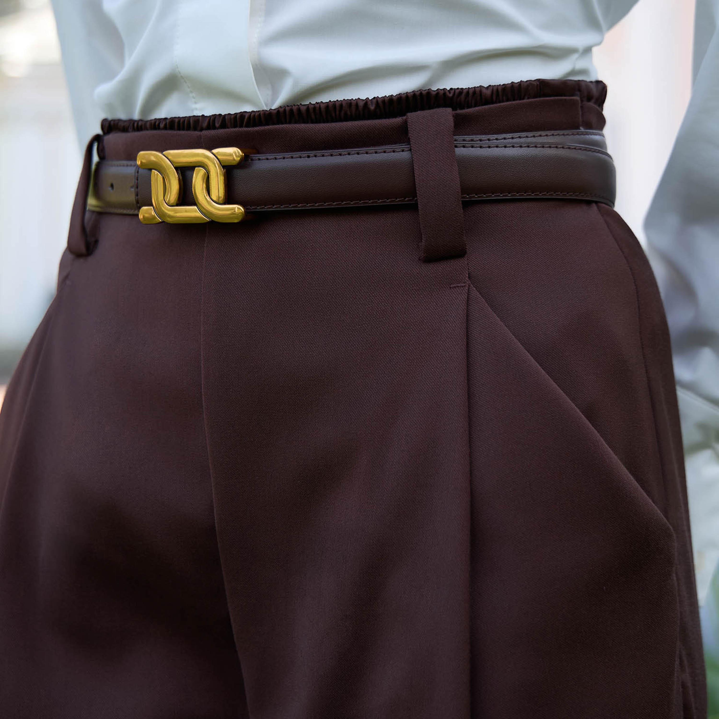 بنطال نسائي بقصة أرجل واسعة باللون البني من ليتشي-women-clothing-bottoms-trousers-image-4