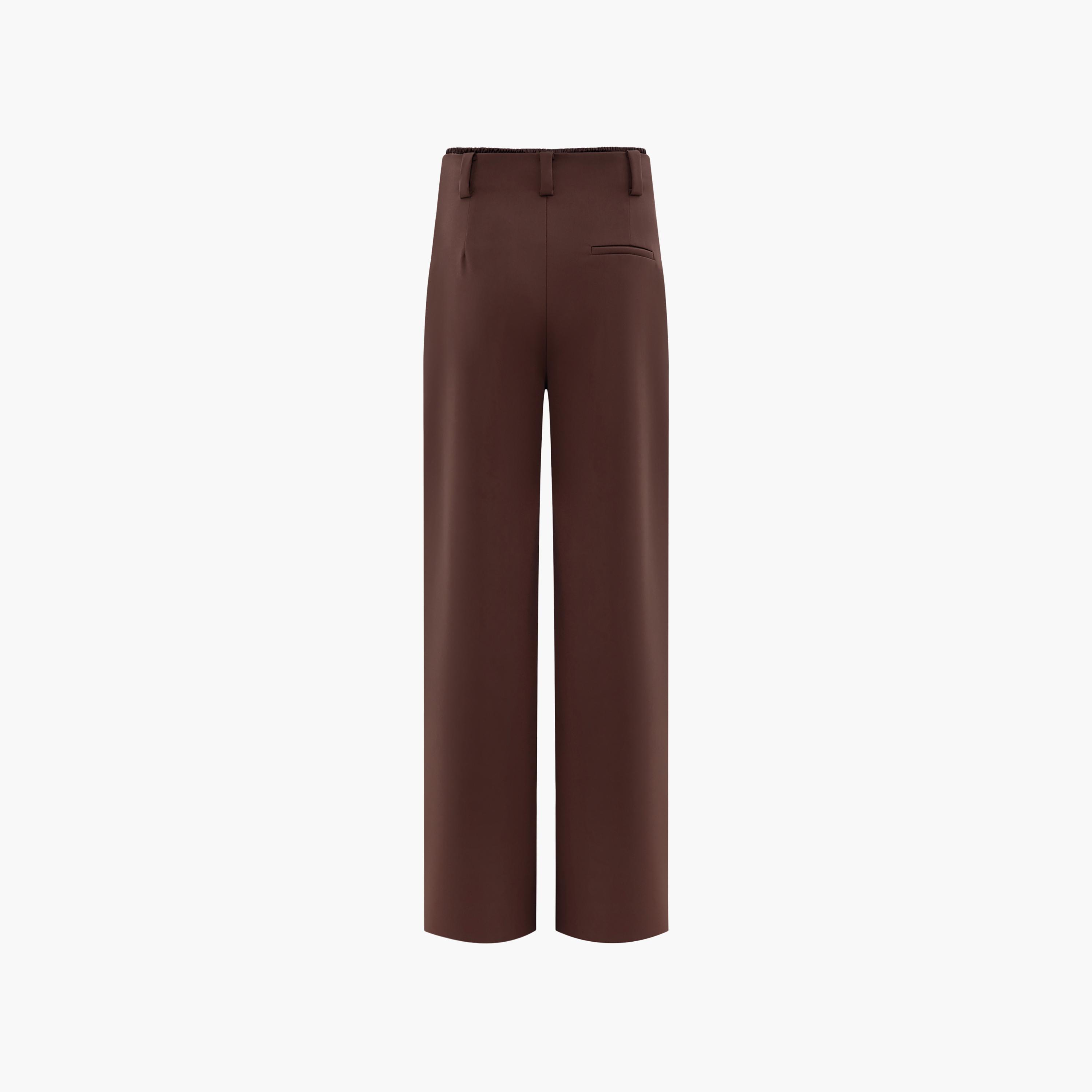 بنطال نسائي بقصة أرجل واسعة باللون البني من ليتشي-women-clothing-bottoms-trousers-image-6