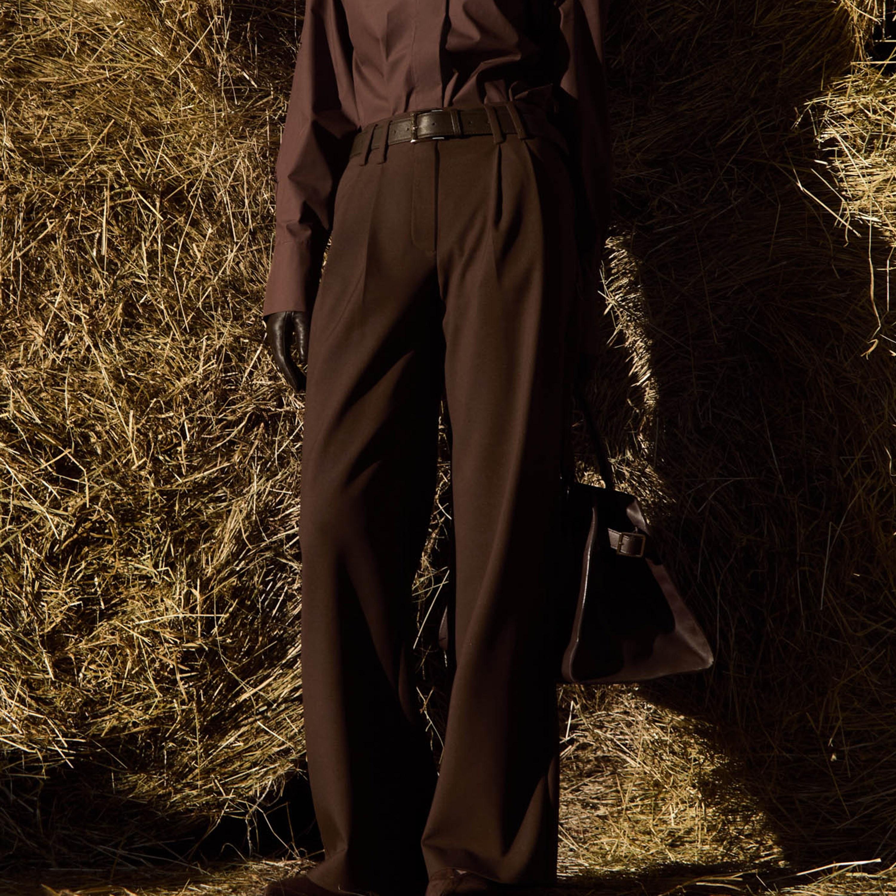 بنطلون واسع (فلير) بني للنساء من ليتشي-women-clothing-bottoms-trousers-image-1