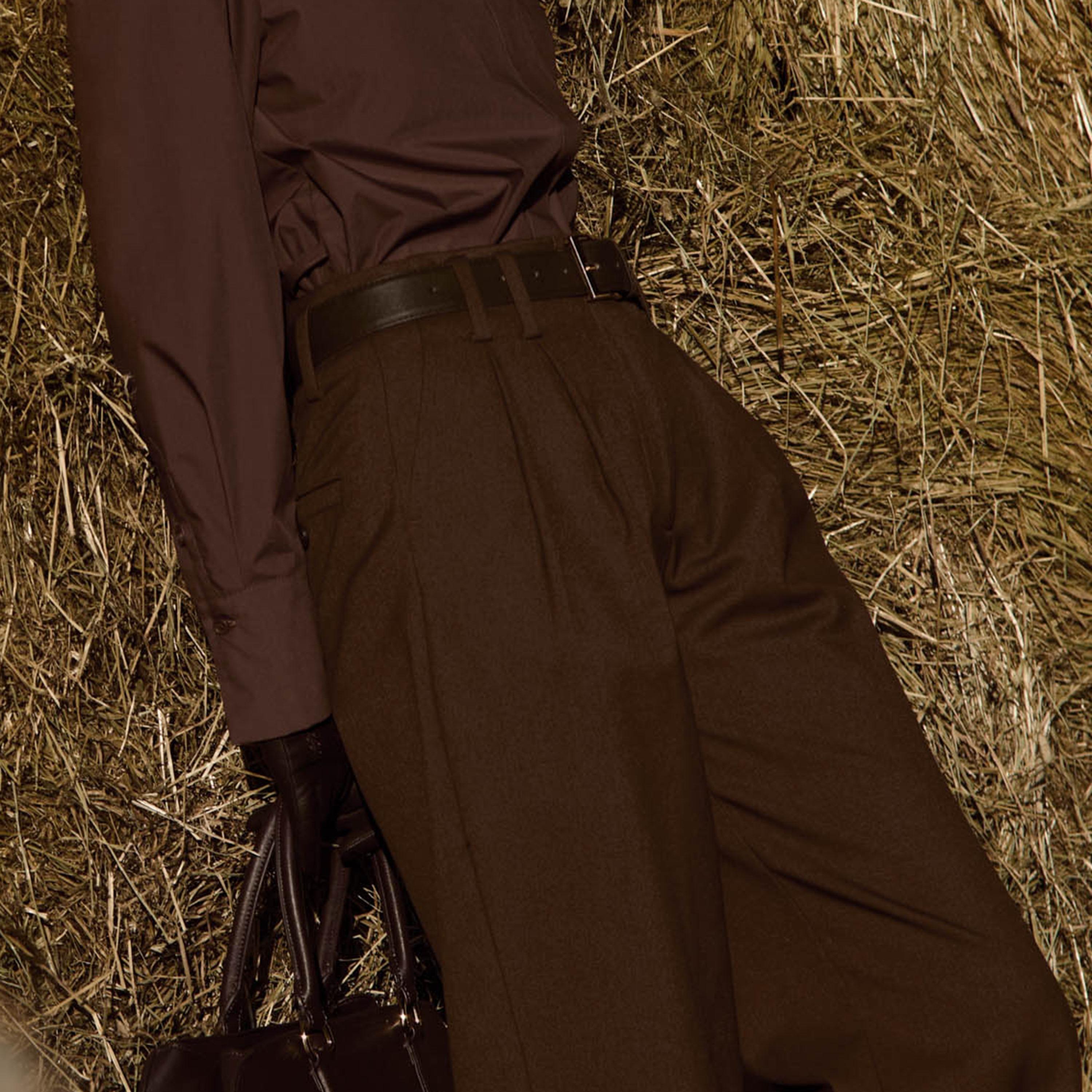 بنطلون واسع (فلير) بني للنساء من ليتشي-women-clothing-bottoms-trousers-image-3