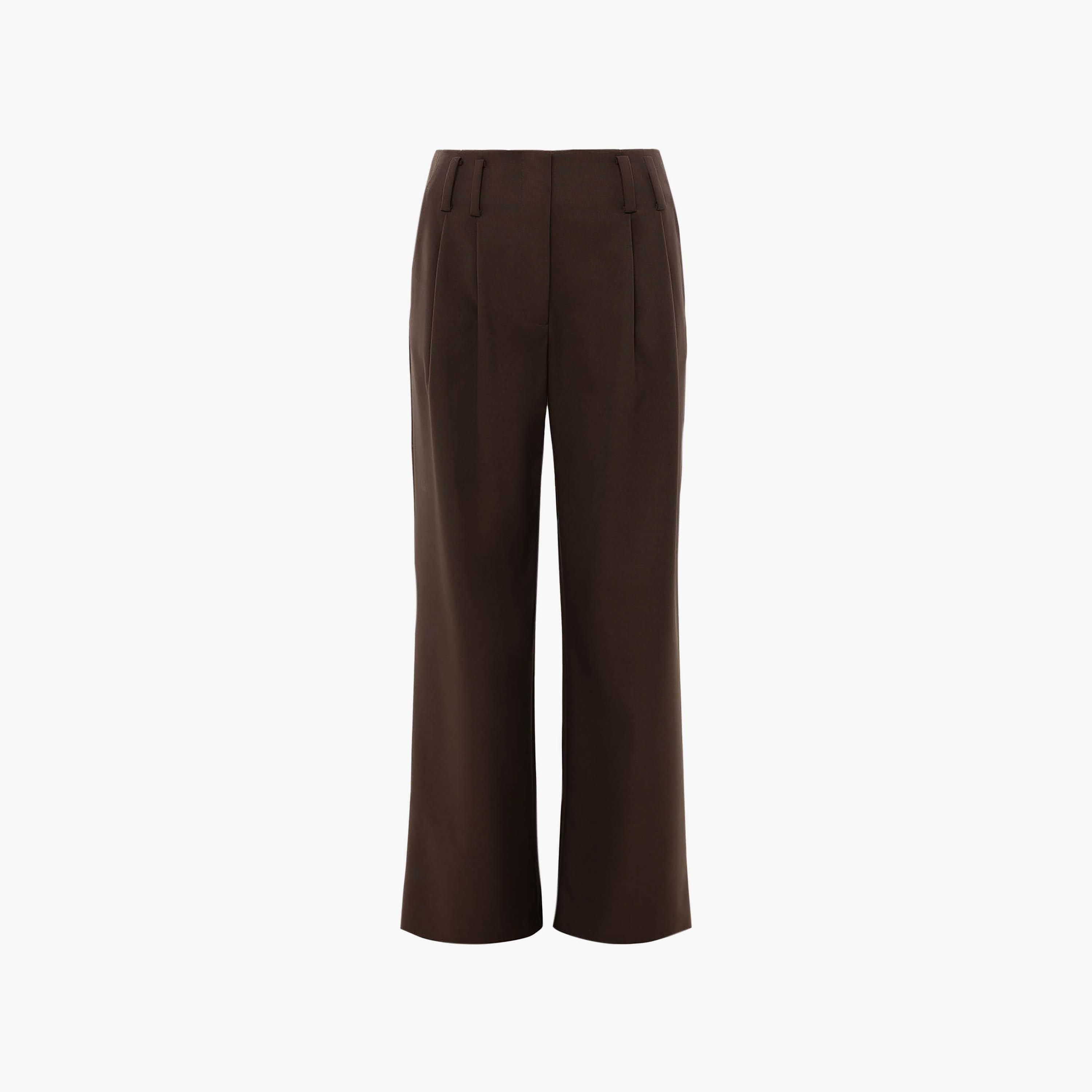 بنطلون واسع (فلير) بني للنساء من ليتشي-women-clothing-bottoms-trousers-image-4
