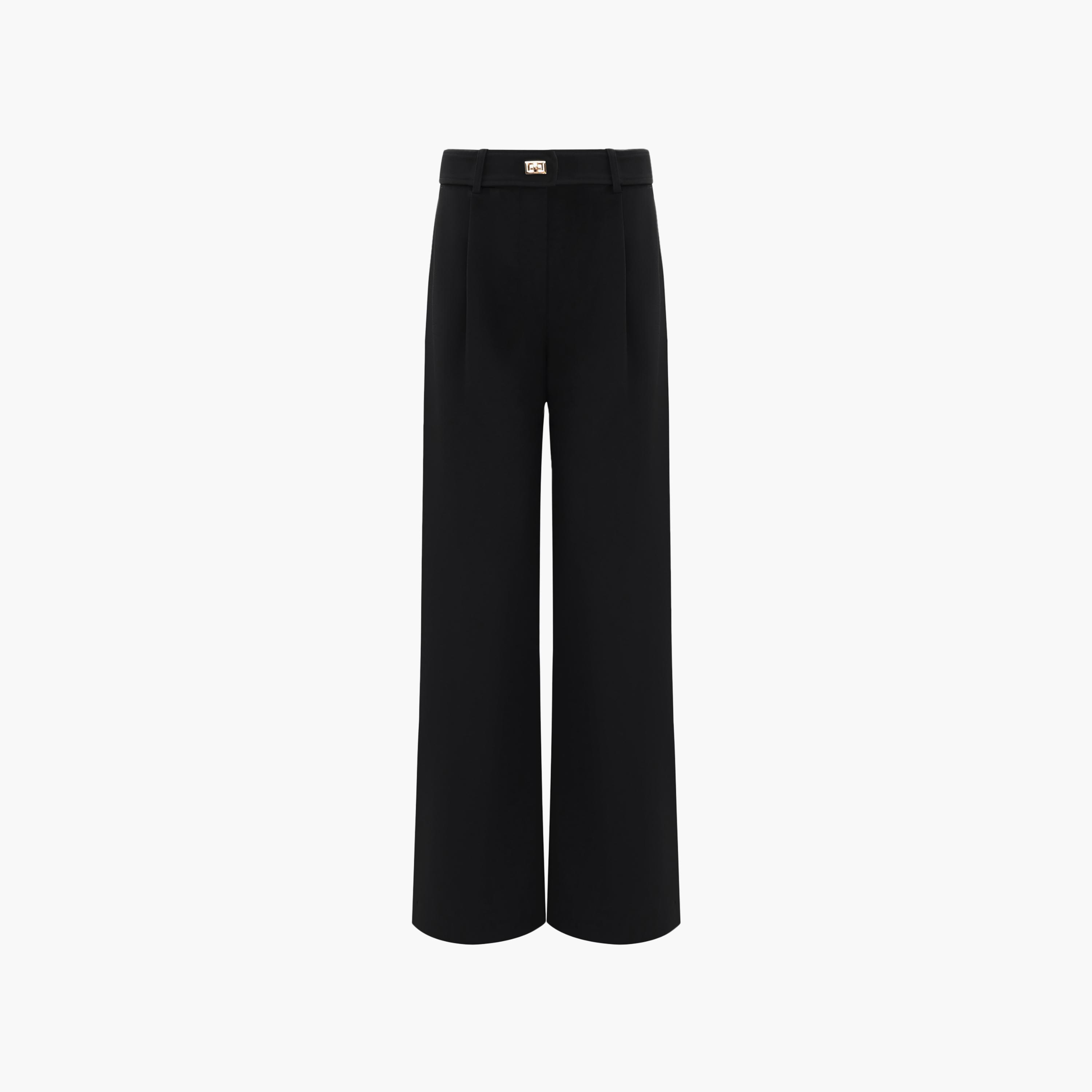 بنطال نسائي بقصة أرجل واسعة باللون الأسود من ليتشي-women-clothing-bottoms-trousers-image-5
