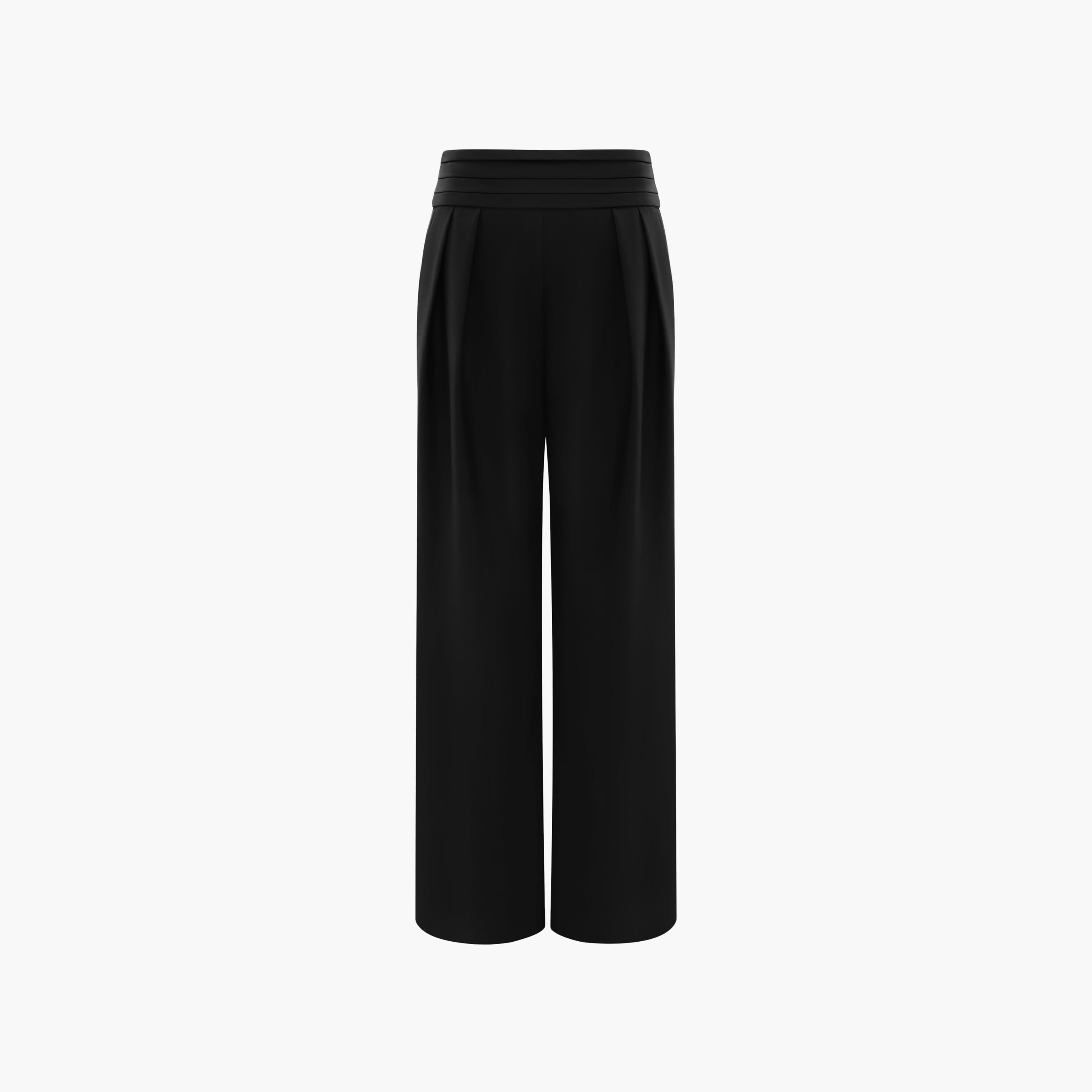 بنطال نسائي بقصة أرجل واسعة باللون الأسود من ليتشي-women-clothing-bottoms-trousers-image-5