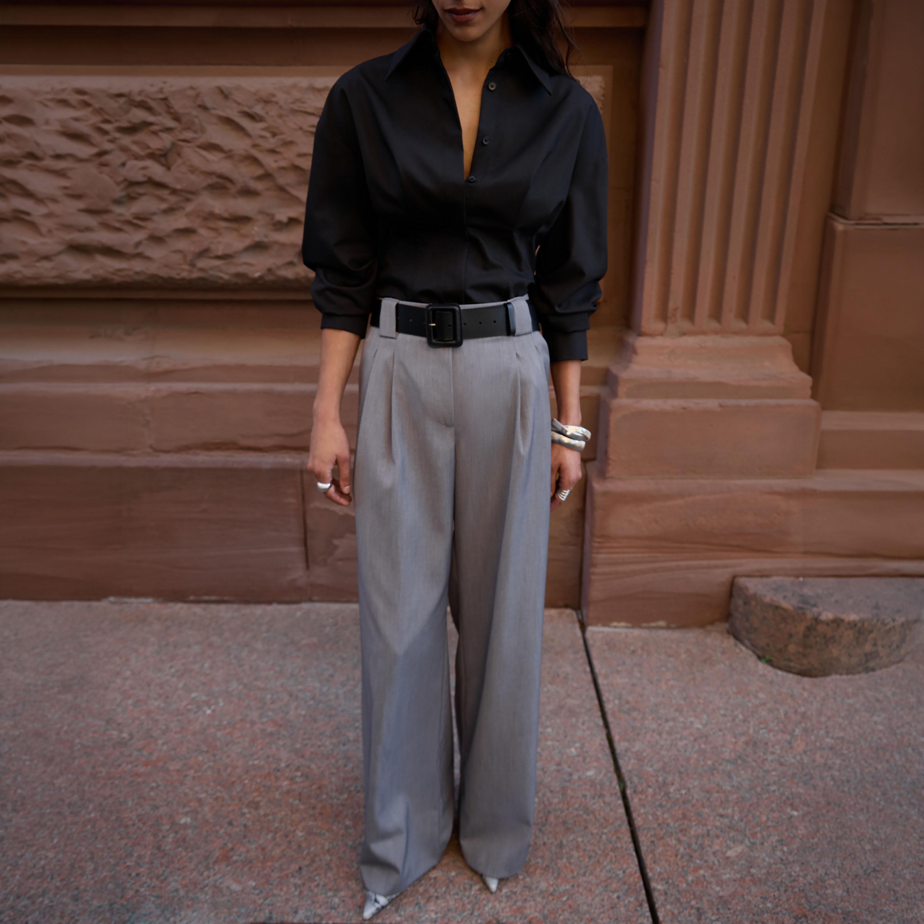 بنطال نسائي بقصة أرجل واسعة من ليتشي-women-clothing-bottoms-trousers-image-1