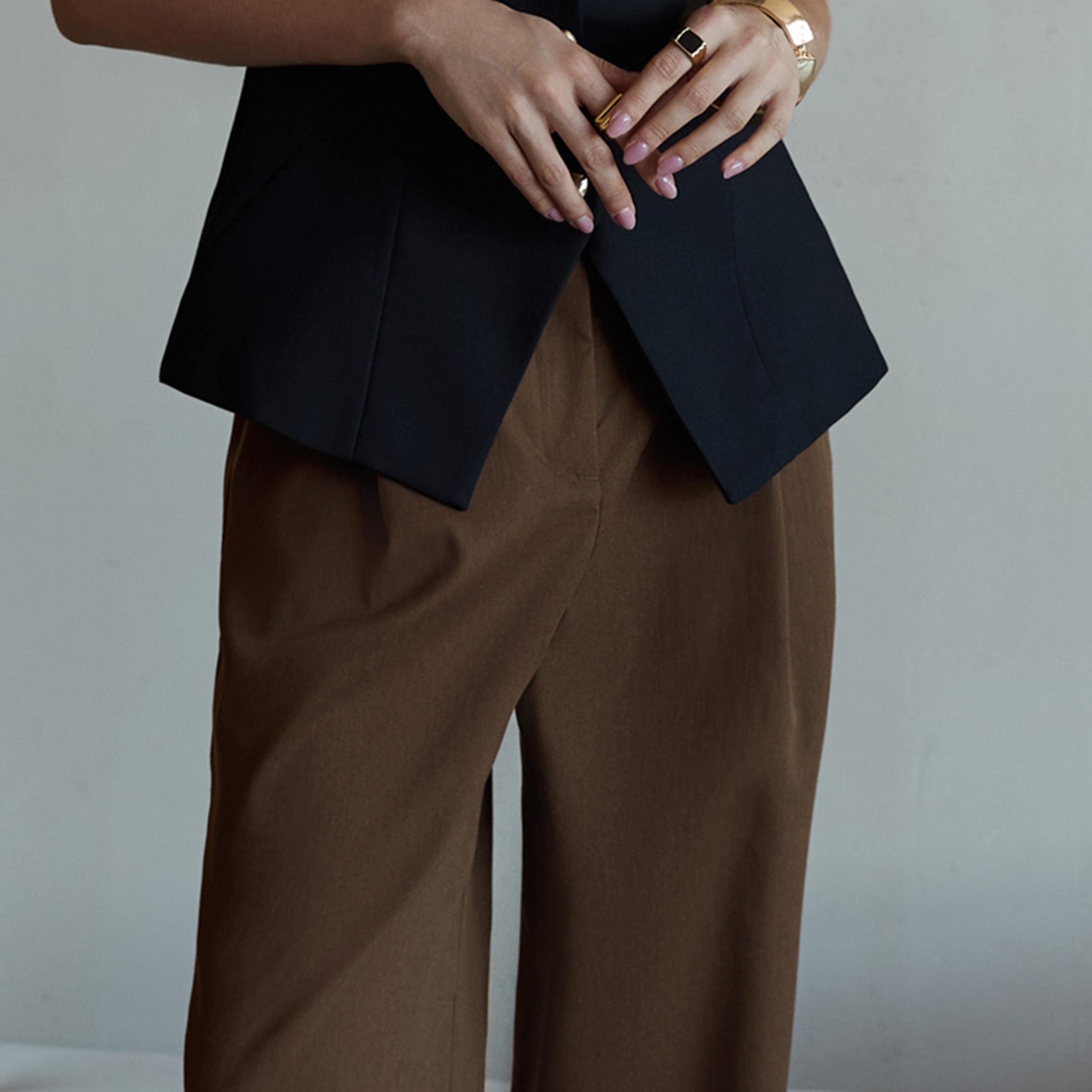 بنطلون مستقيم بني للنساء من ليتشي-women-clothing-bottoms-trousers-image-3
