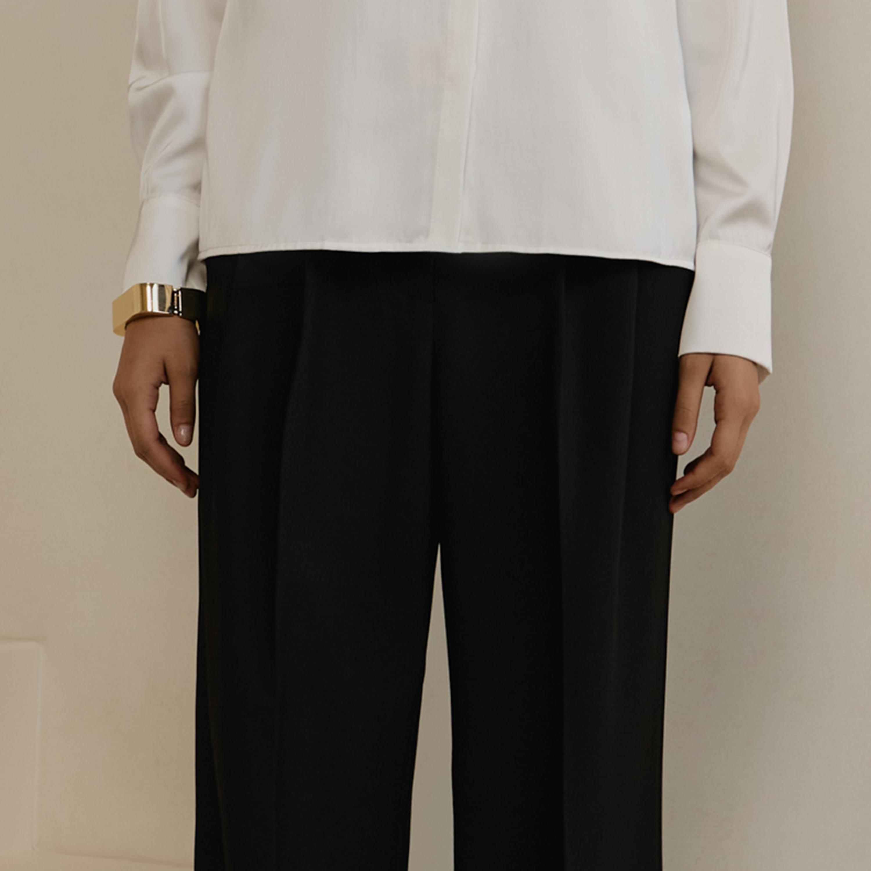 بنطلون مستقيم أسود للنساء من ليتشي-women-clothing-bottoms-trousers-image-3