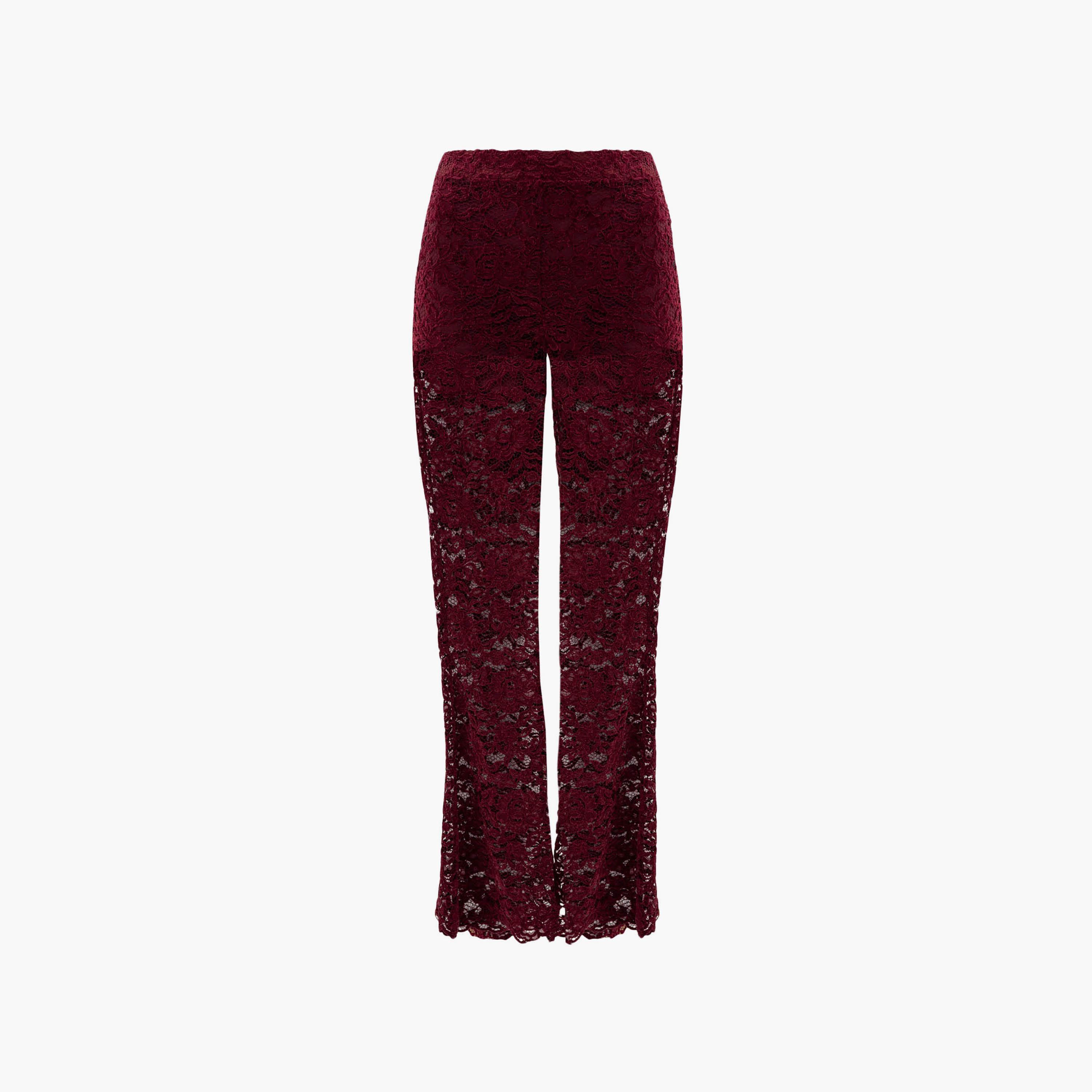 بنطال سهرة نسائي بقصة بوت كات (شارلستون) من الدانتيل بنقشة زهور من ليتشي-women-clothing-bottoms-trousers-image-5