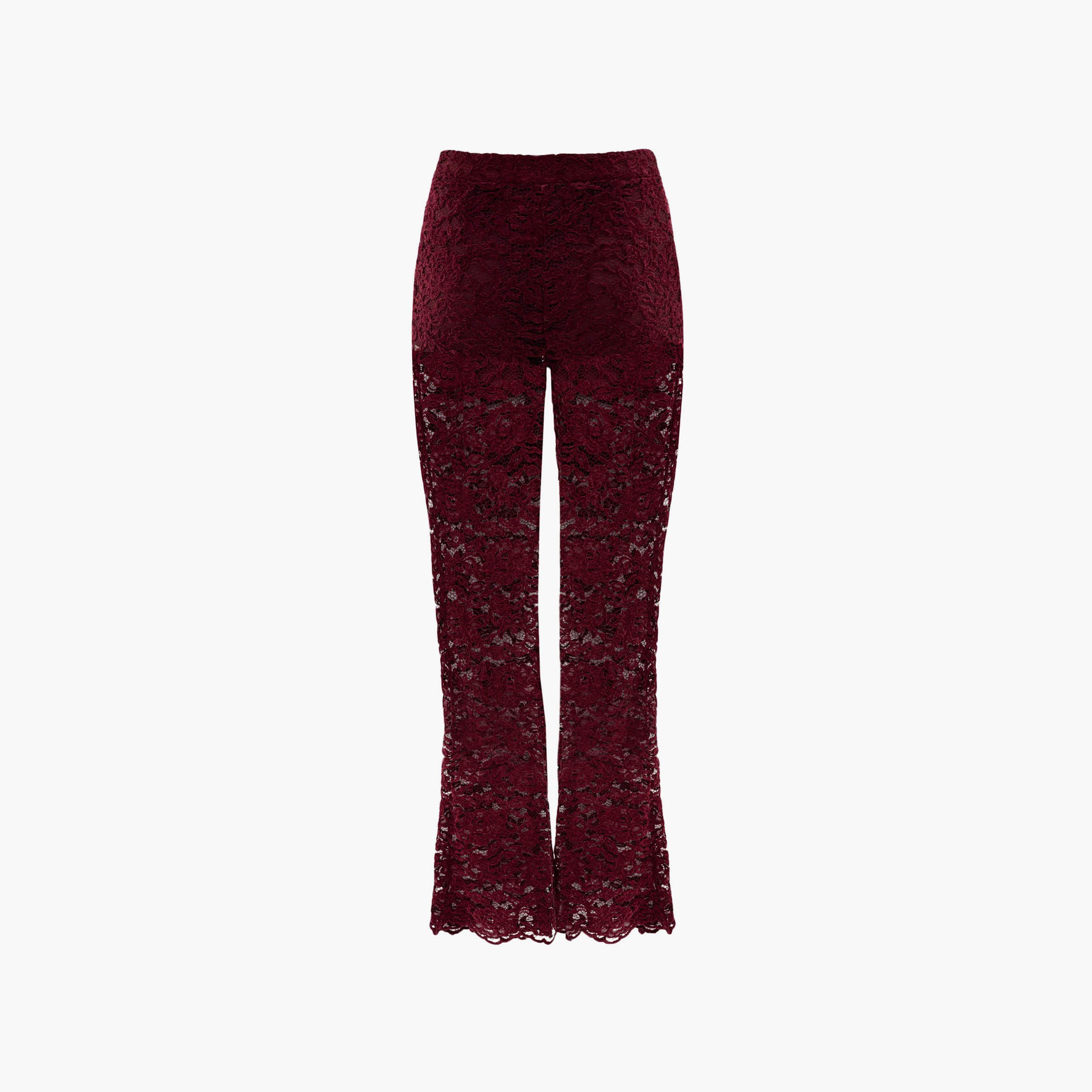 بنطال سهرة نسائي بقصة بوت كات (شارلستون) من الدانتيل بنقشة زهور من ليتشي-women-clothing-bottoms-trousers-image-6