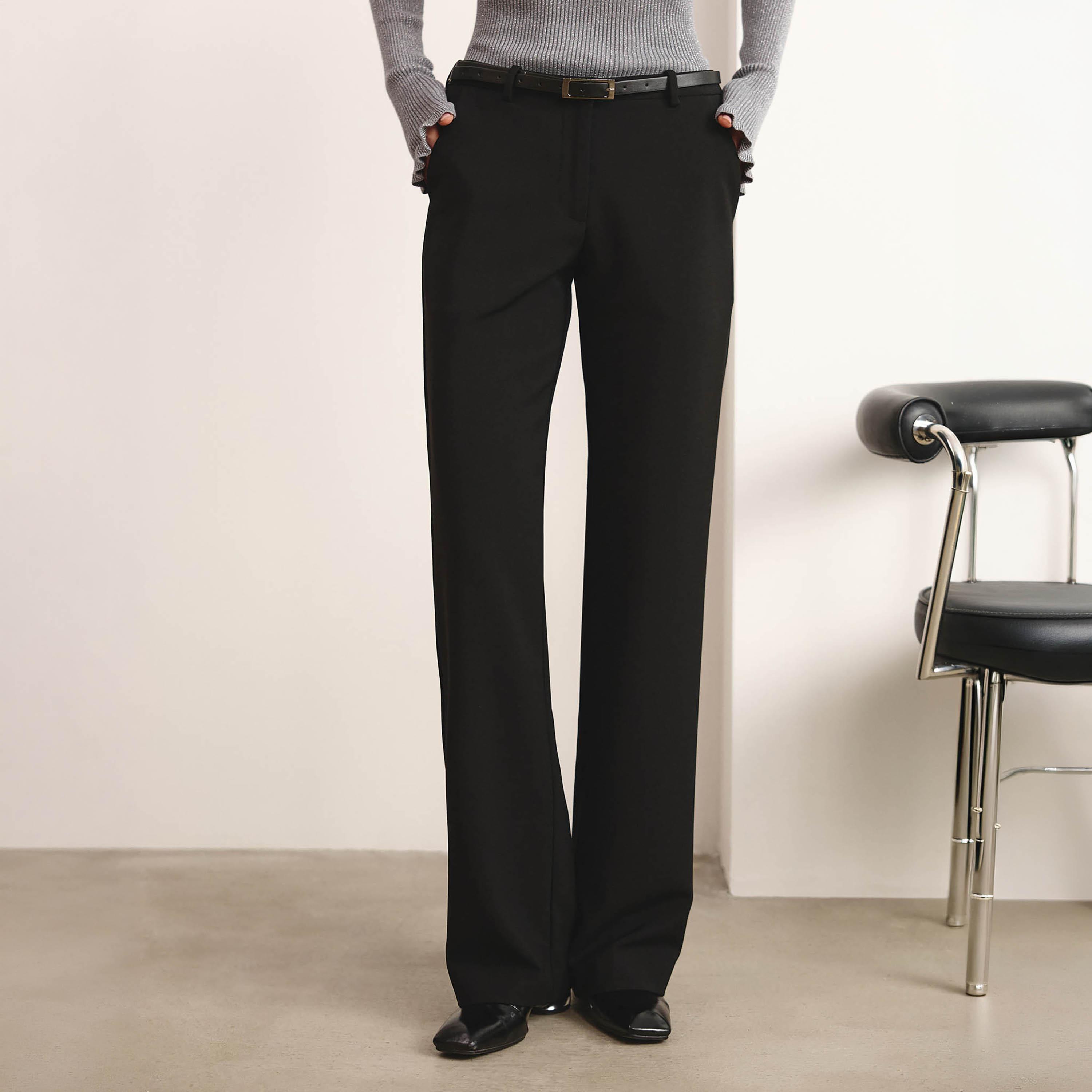 Lichi Black Straight Women's Trousers-women-clothing-bottoms-trousers-image-1