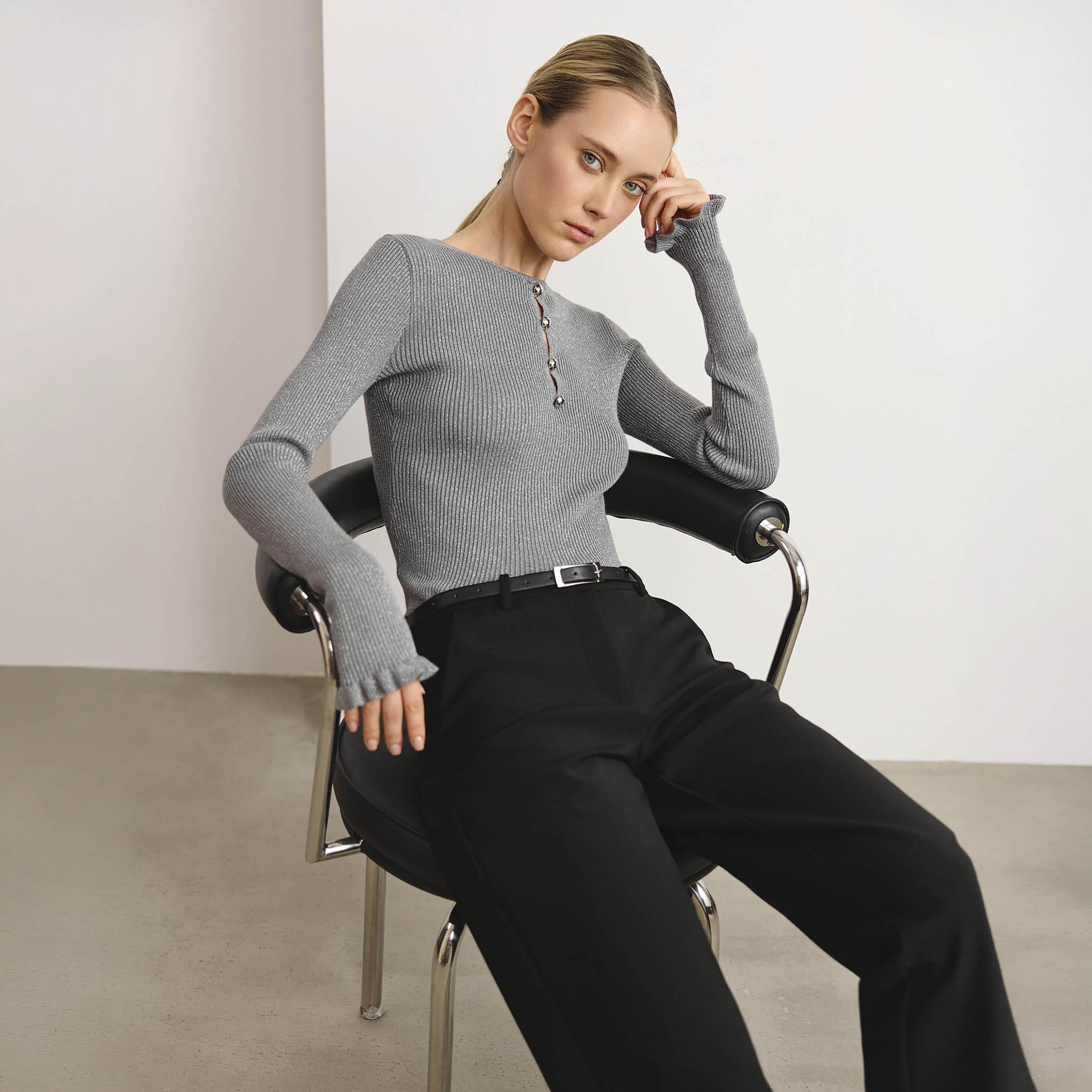 Lichi Black Straight Women's Trousers-women-clothing-bottoms-trousers-image-4