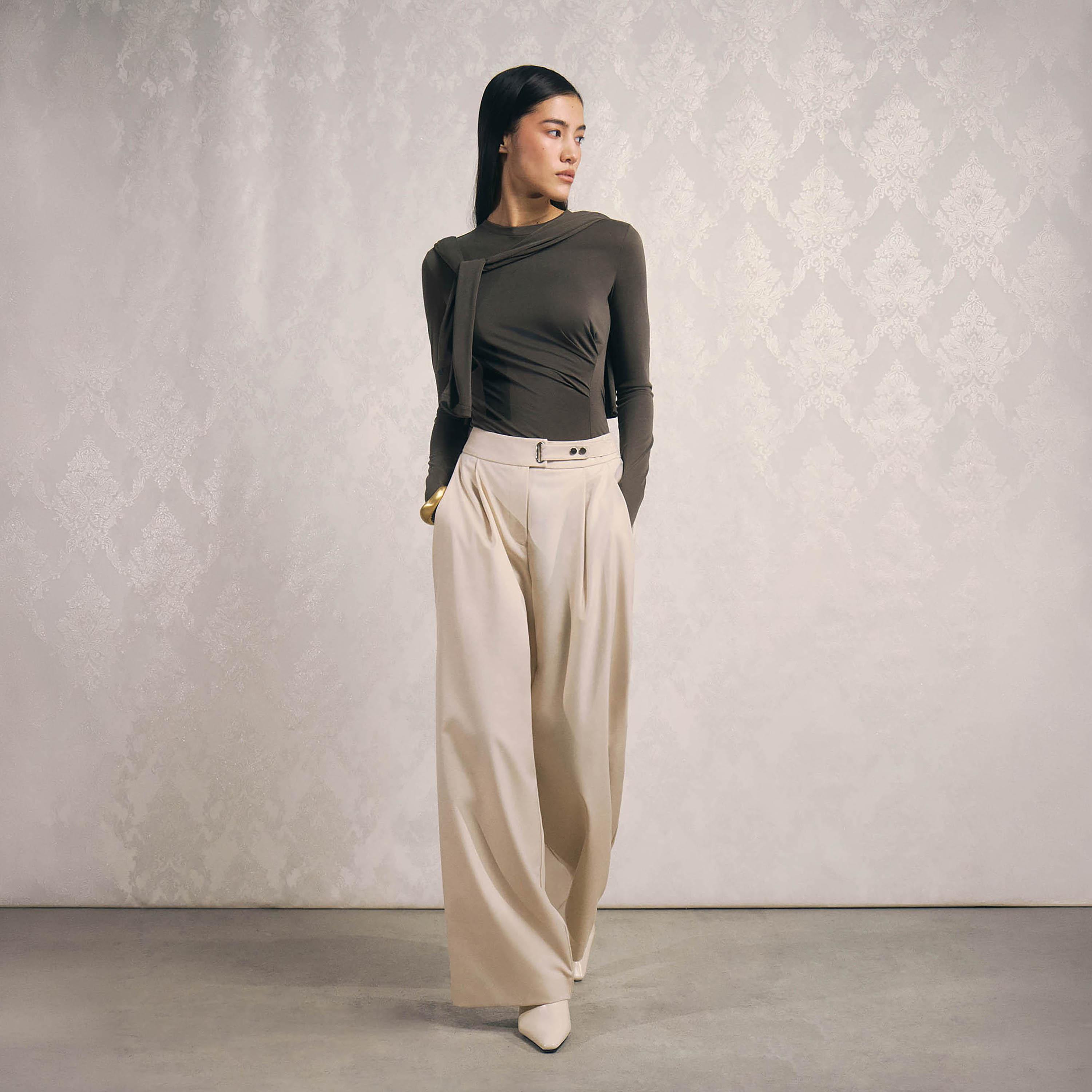 بنطال نسائي بقصة أرجل واسعة من ليتشي-women-clothing-bottoms-trousers-image-4