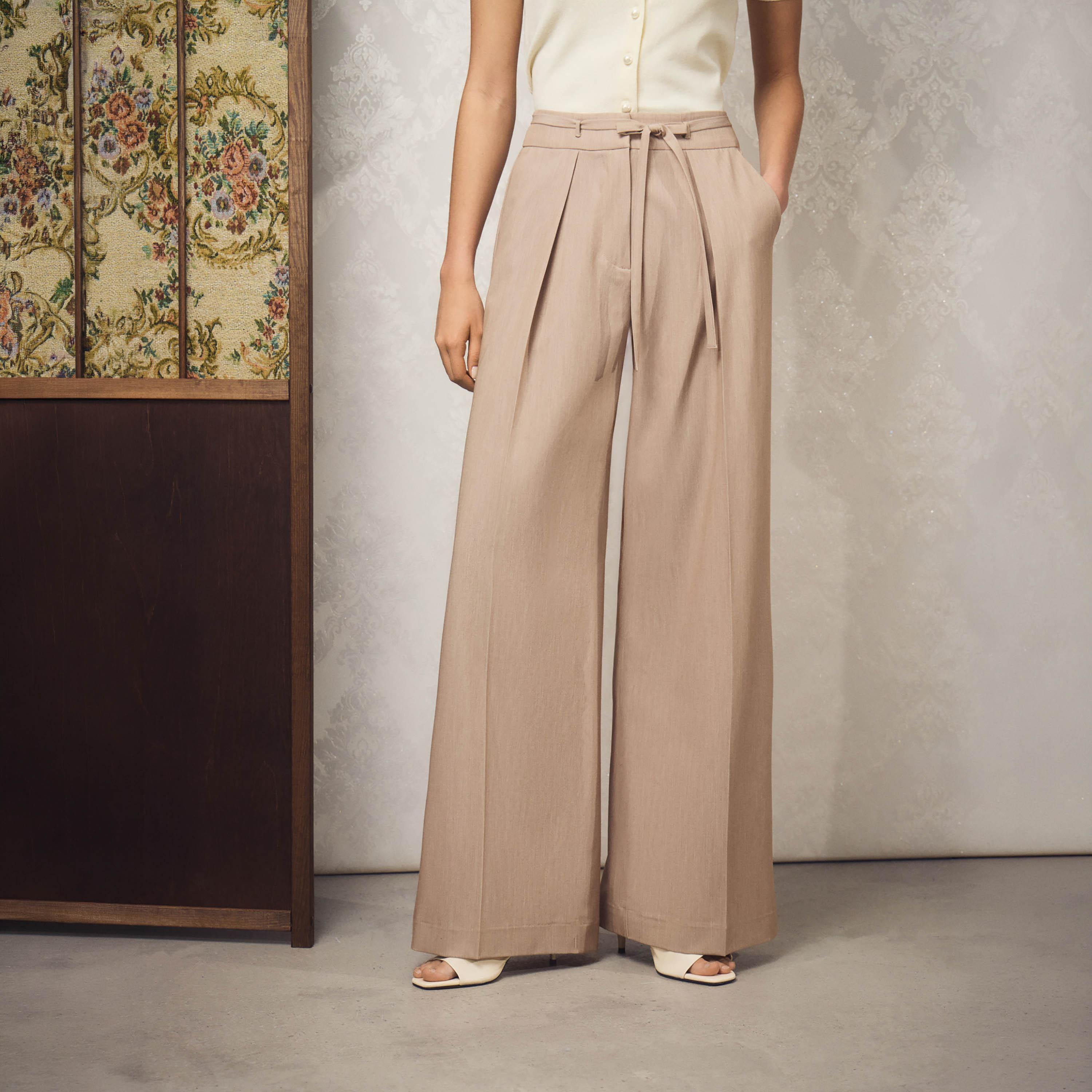 بنطال نسائي بقصة أرجل واسعة من ليتشي-women-clothing-bottoms-trousers-image-4