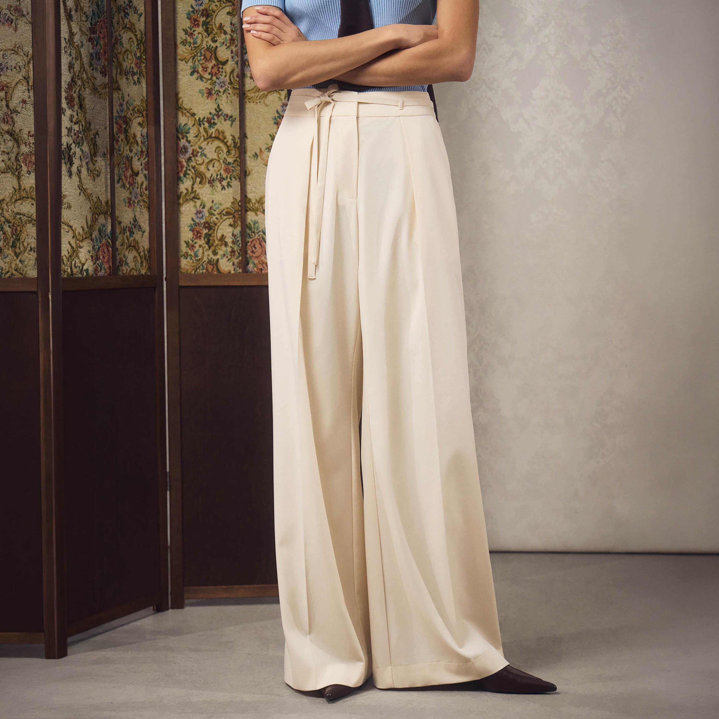 بنطال نسائي بقصة أرجل واسعة من ليتشي-women-clothing-bottoms-trousers-image-1