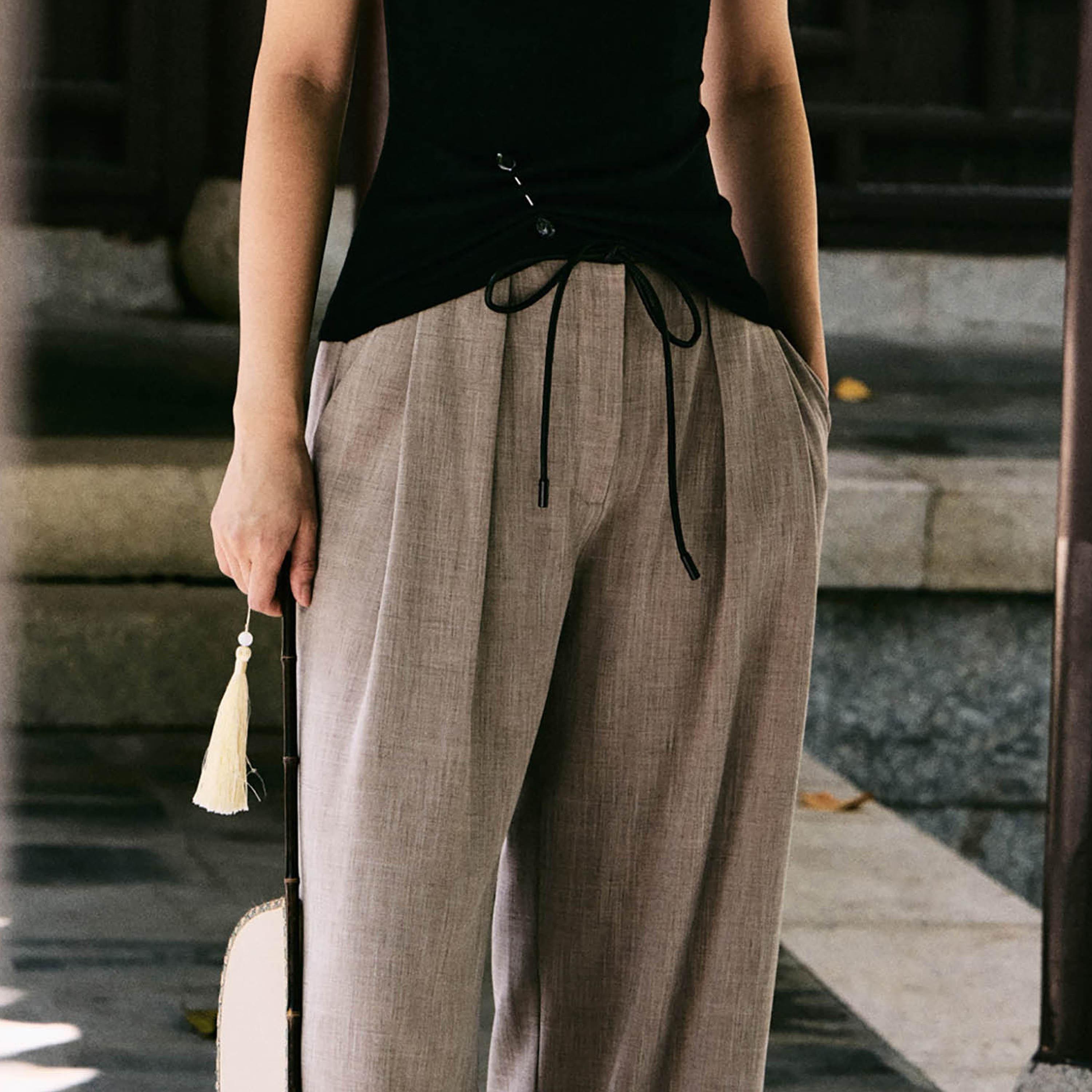بنطال نسائي بقصة أرجل واسعة من ليتشي-women-clothing-bottoms-trousers-image-4