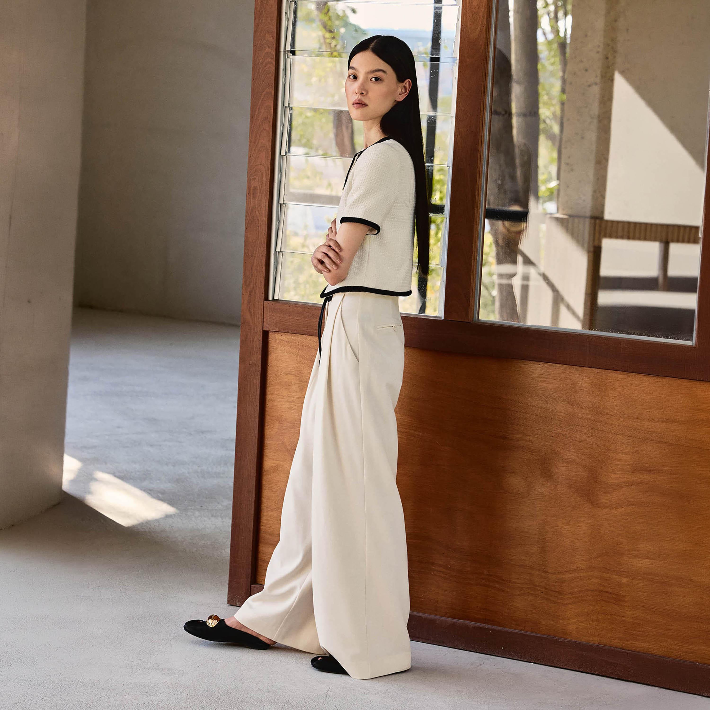 بنطال نسائي بقصة أرجل واسعة من ليتشي-women-clothing-bottoms-trousers-image-3