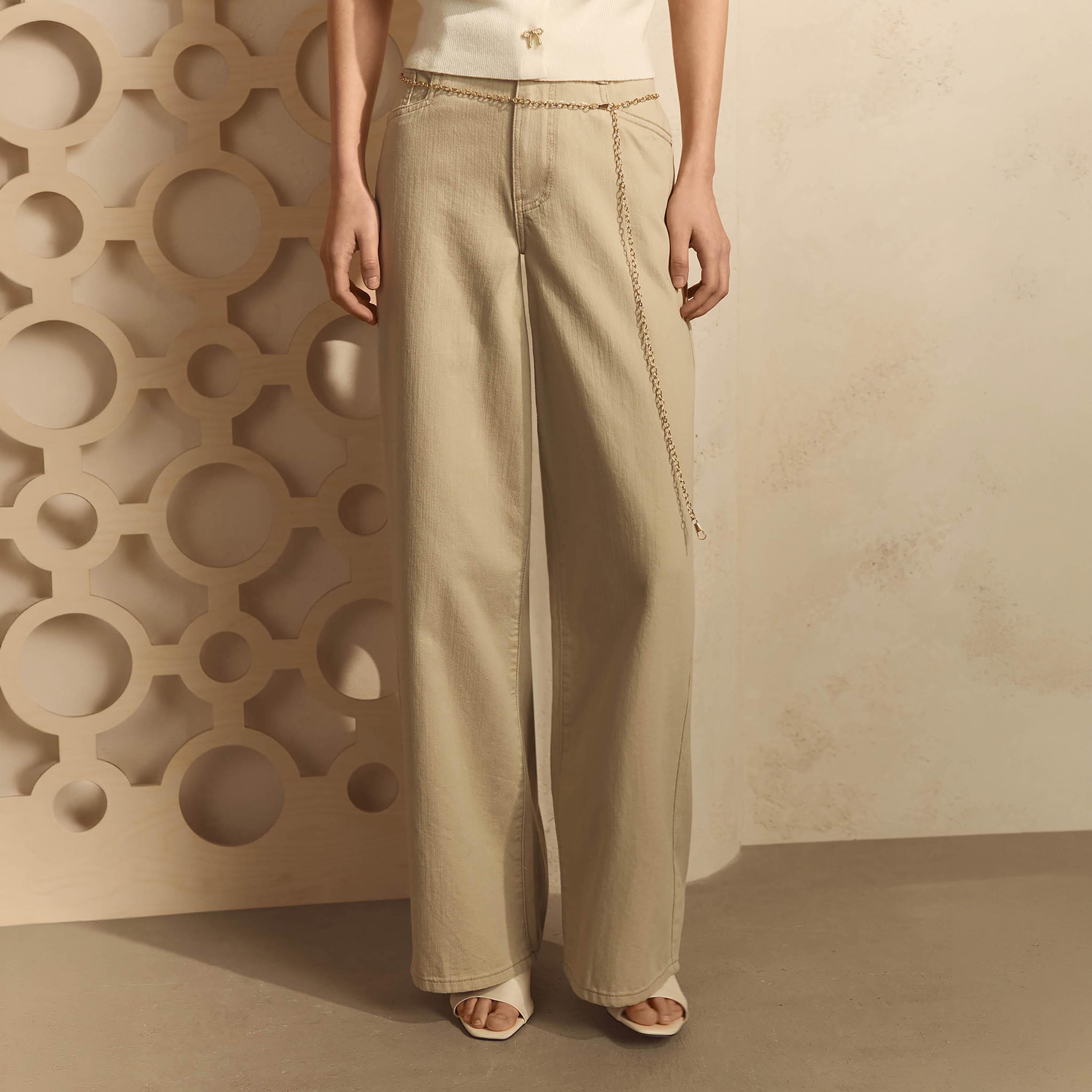 بنطال نسائي بقصة أرجل واسعة من ليتشي-women-clothing-bottoms-trousers-image-1