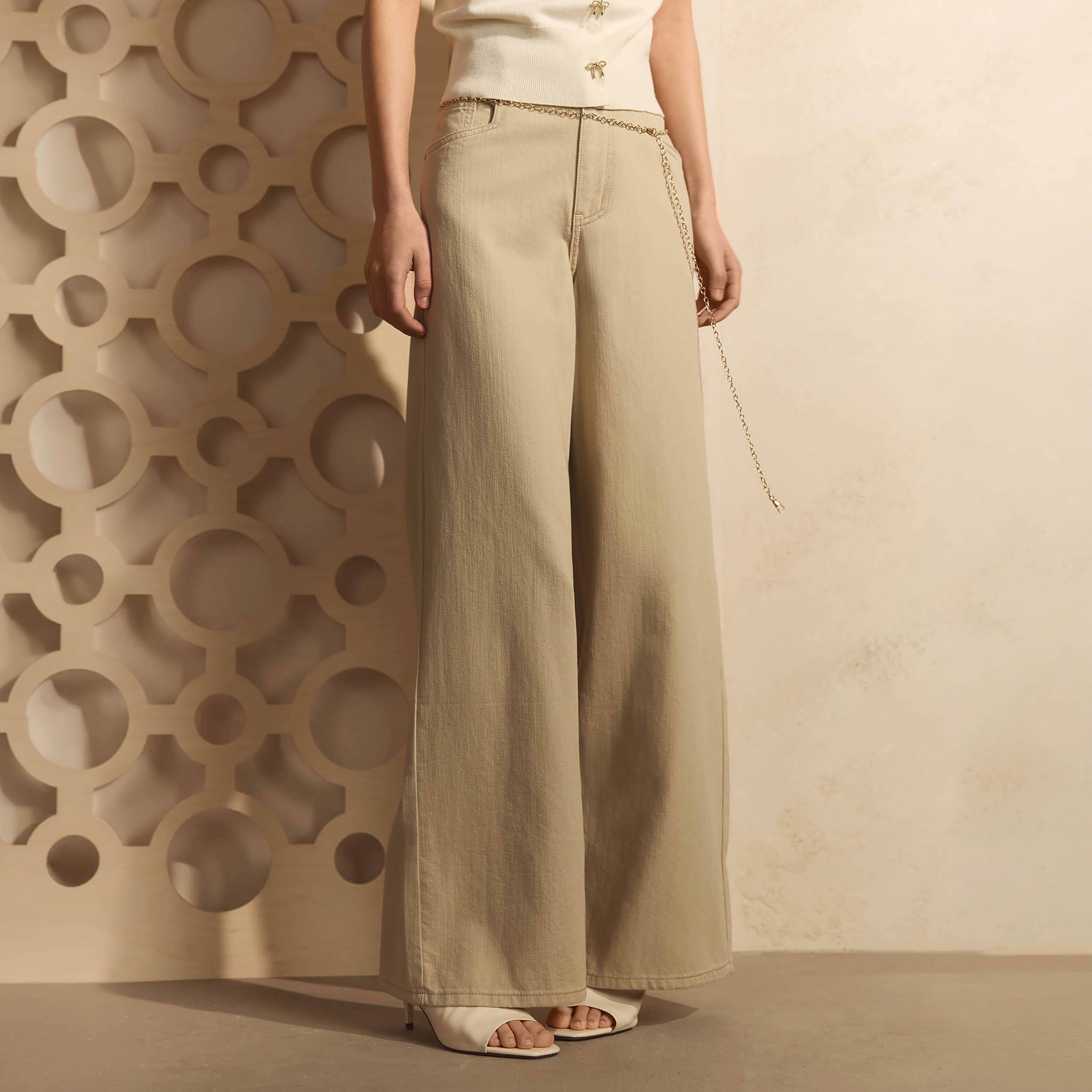 بنطال نسائي بقصة أرجل واسعة من ليتشي-women-clothing-bottoms-trousers-image-4