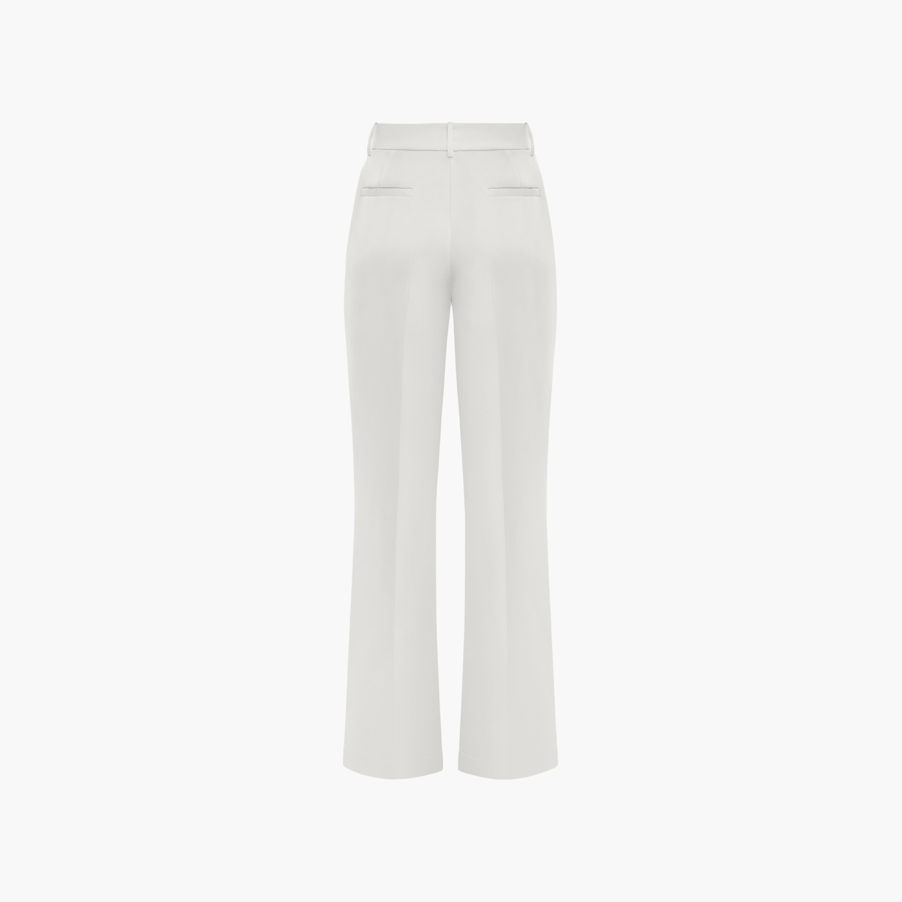 بنطال نسائي ستان بقصة بوت كات (شارلستون) باللون الأبيض من ليتشي-women-clothing-bottoms-trousers-image-5