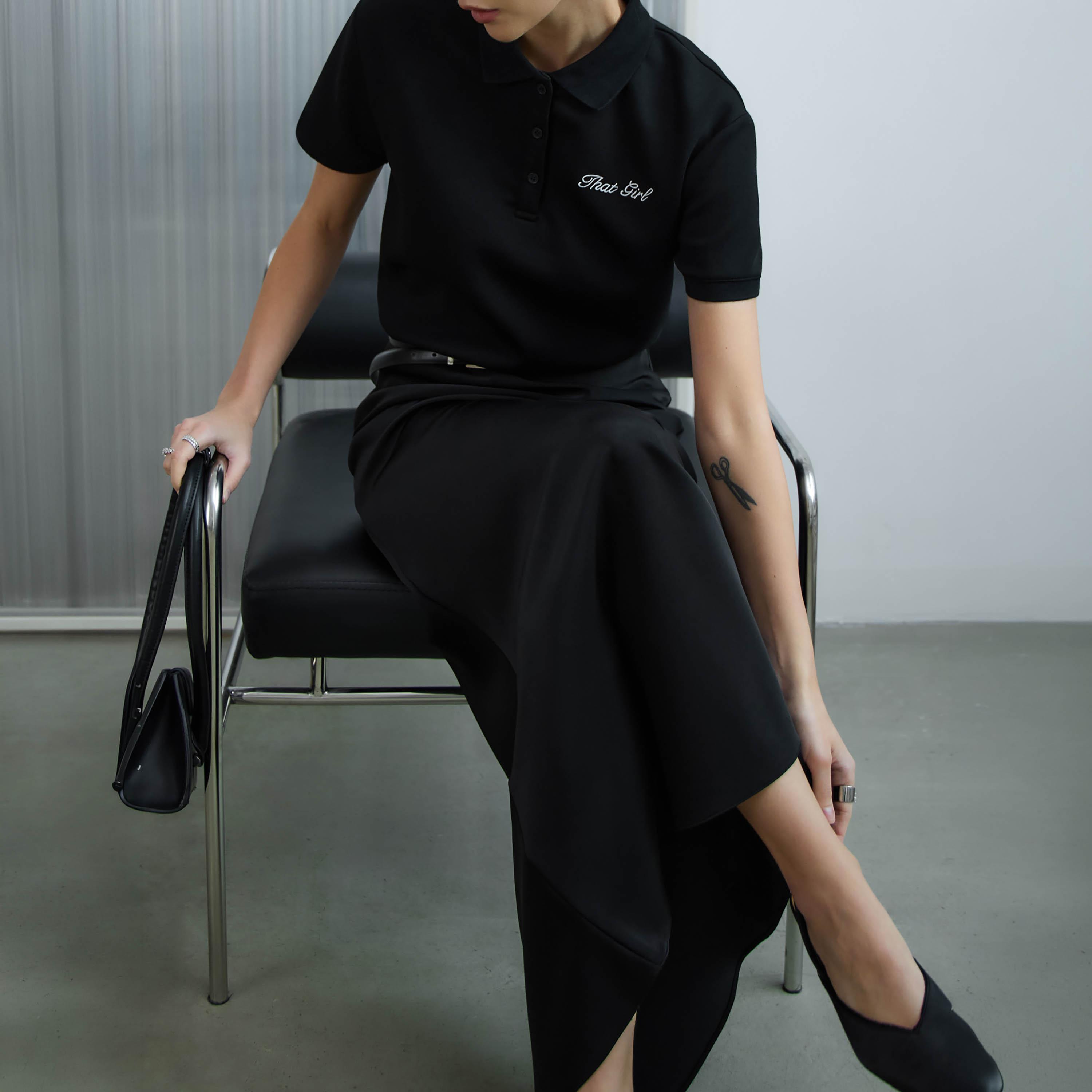 Lichi Black Collared Women's Polo T-Shirt-women-clothing-tshirts-image-3